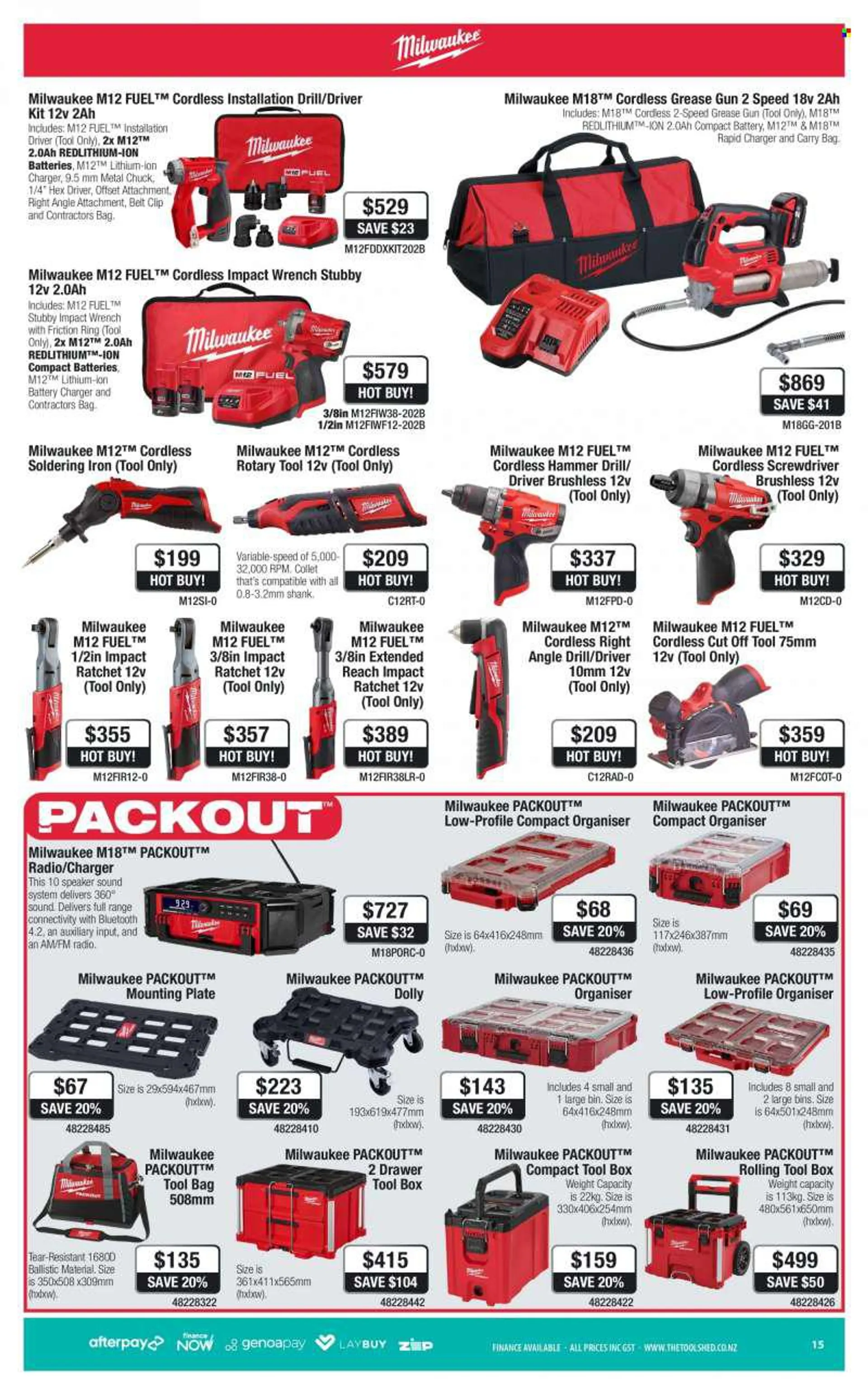 The Tool Shed mailer - 01.08.2022 - 30.09.2022 - Sales products - Milwaukee, drill, screwdriver, tool box, soldering iron. Page 3.
