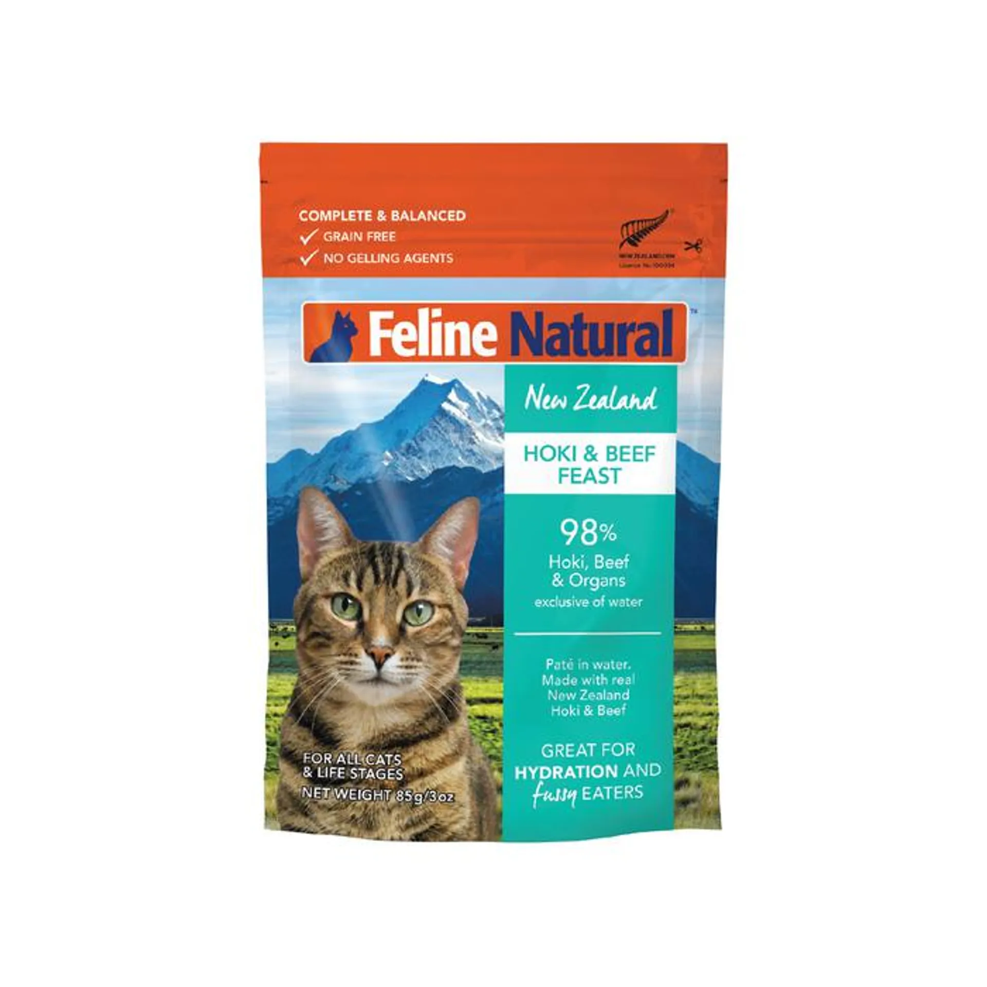 Feline Natural Hoki And Beef Feast Pouch 85g