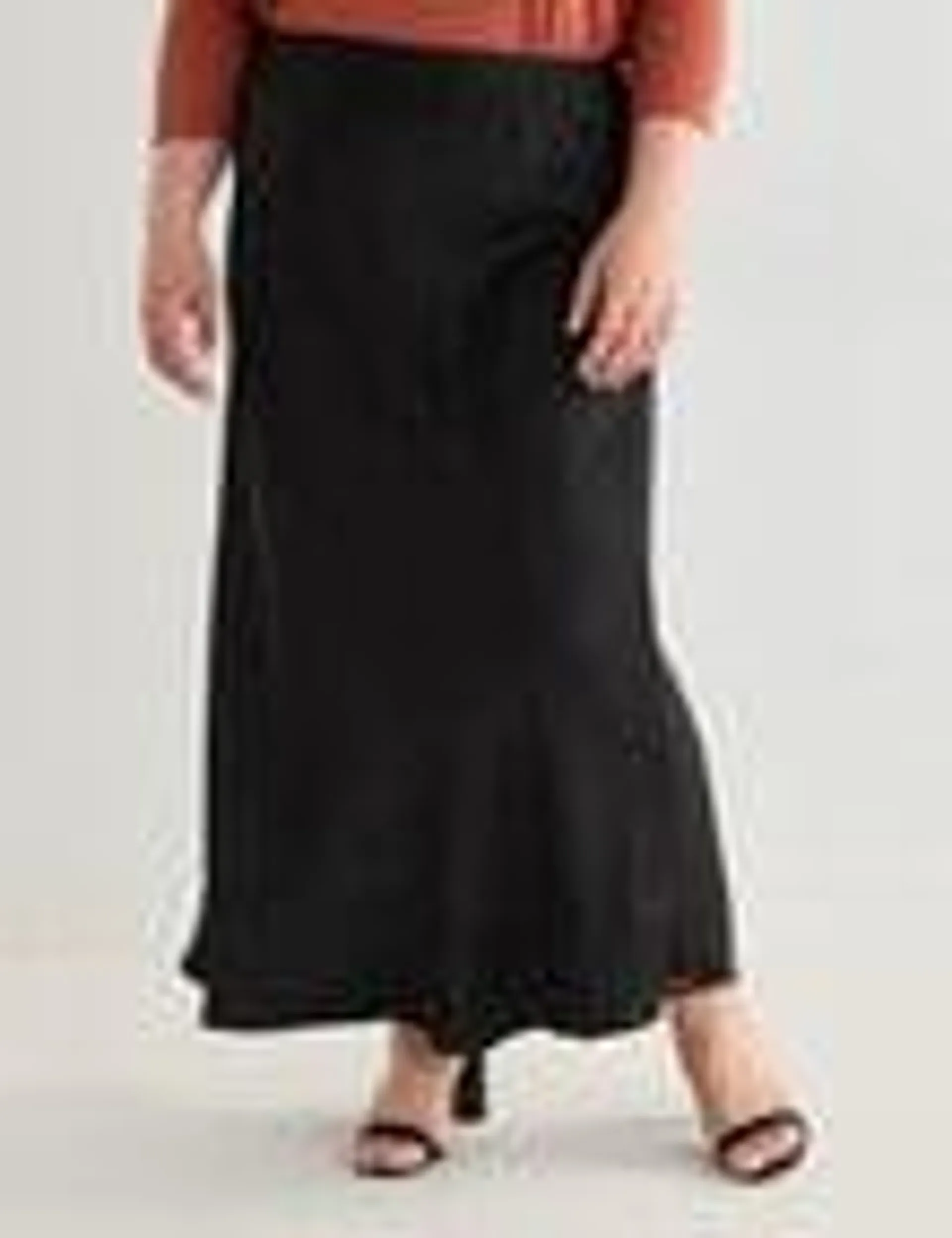 Studio Curve Crushed Bias Satin Skirt, Black