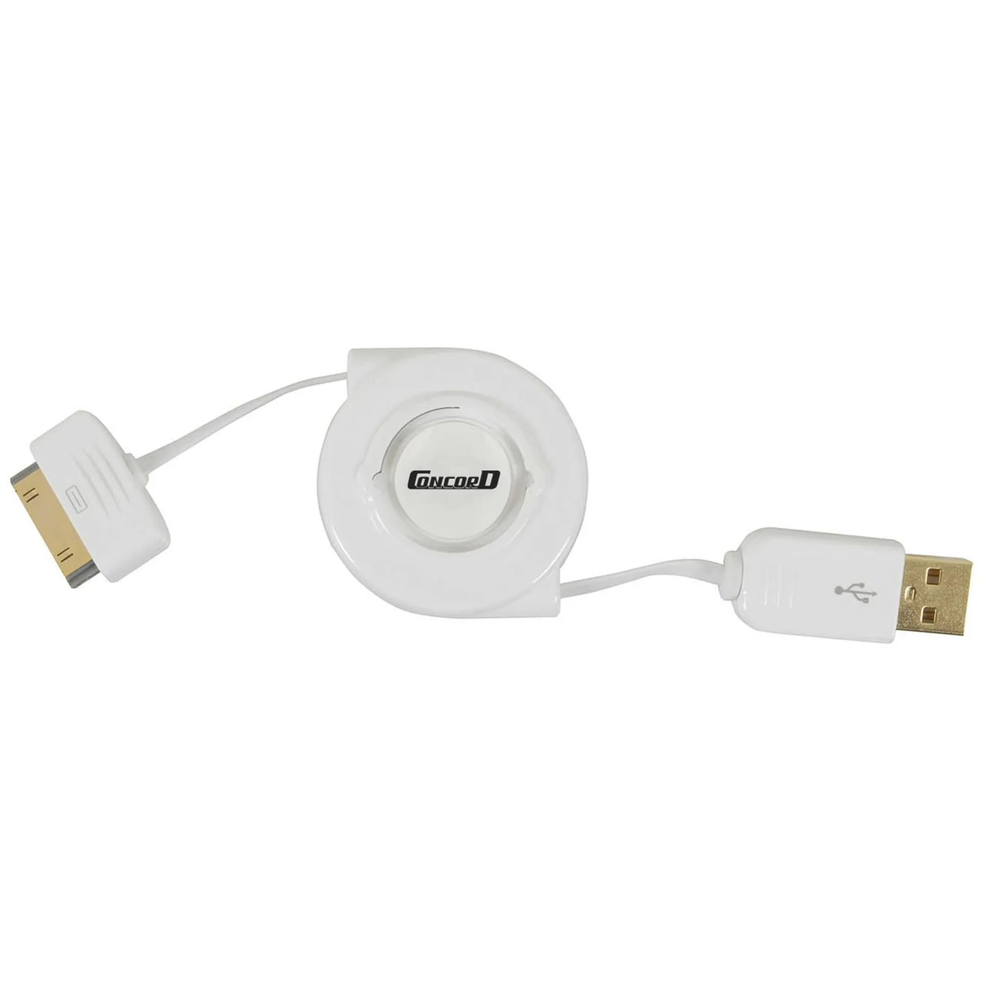 Retractable Lead iPhone/iPad/iPod to USB A Socket White 1M