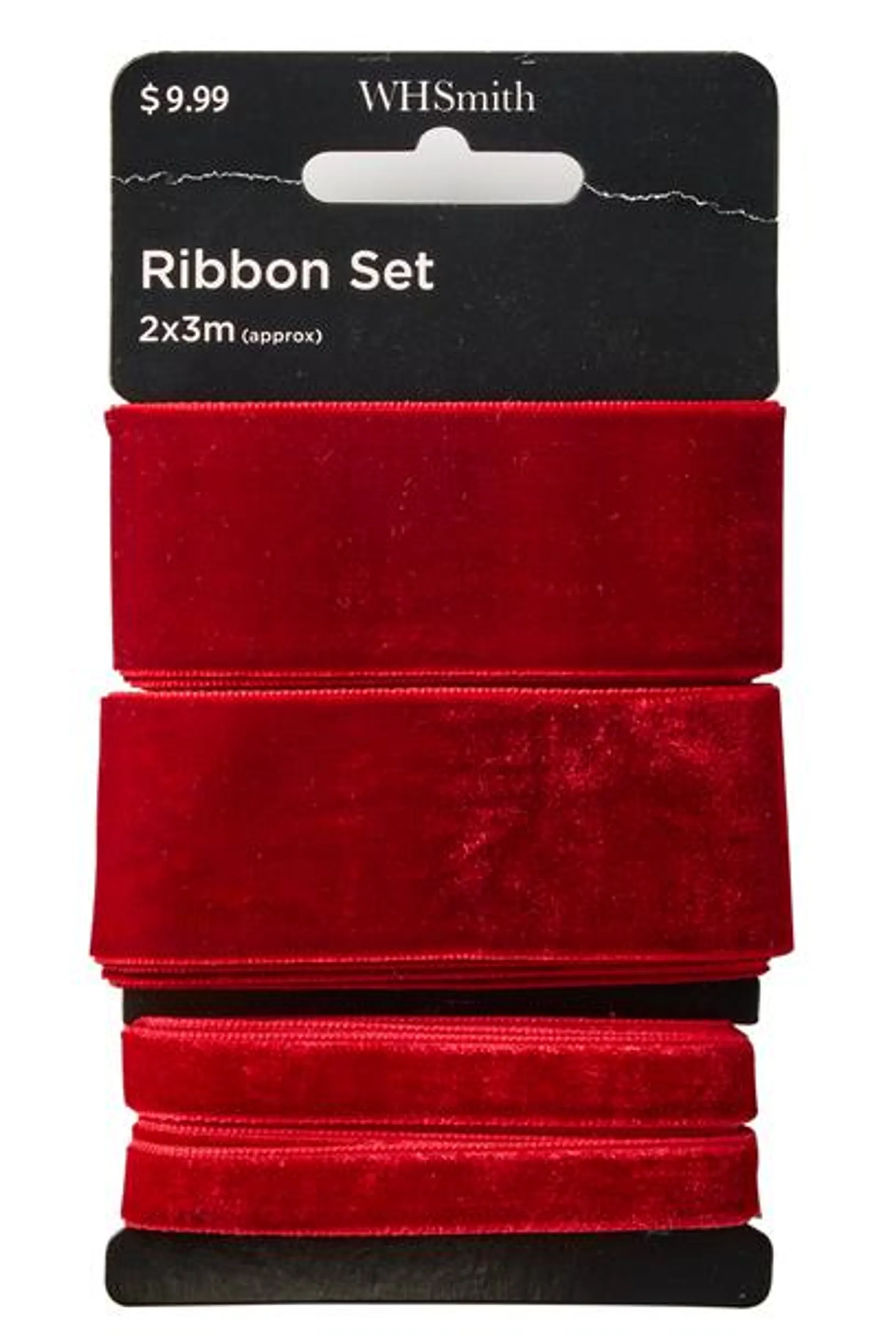 WHSmith Velvet Ribbon 3 Metre Dark Red Set of 2