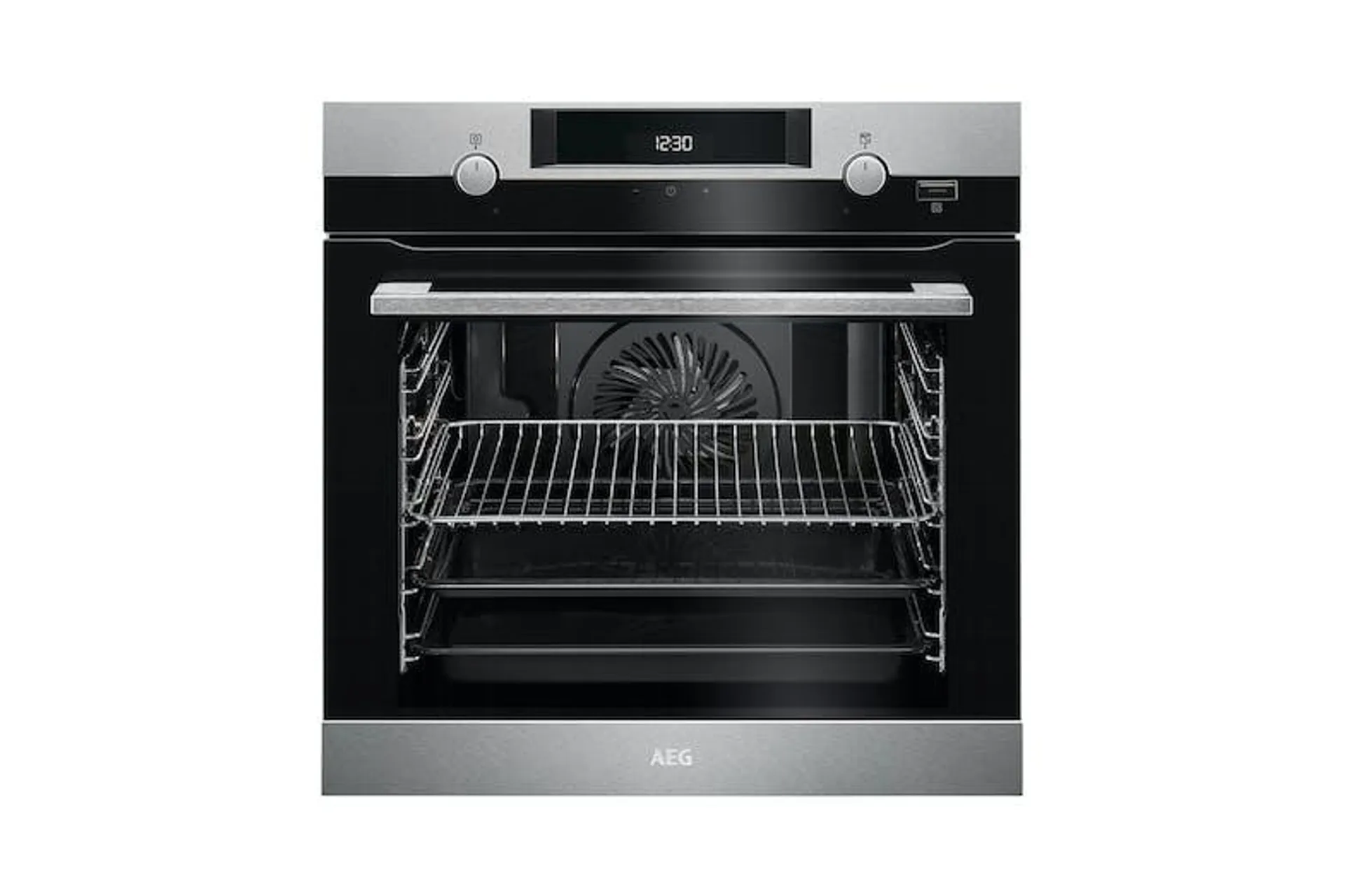 AEG 60cm Aqua Clean 8 Function Built-In Oven - Stainless Steel (BEK455320M) with SteamBake