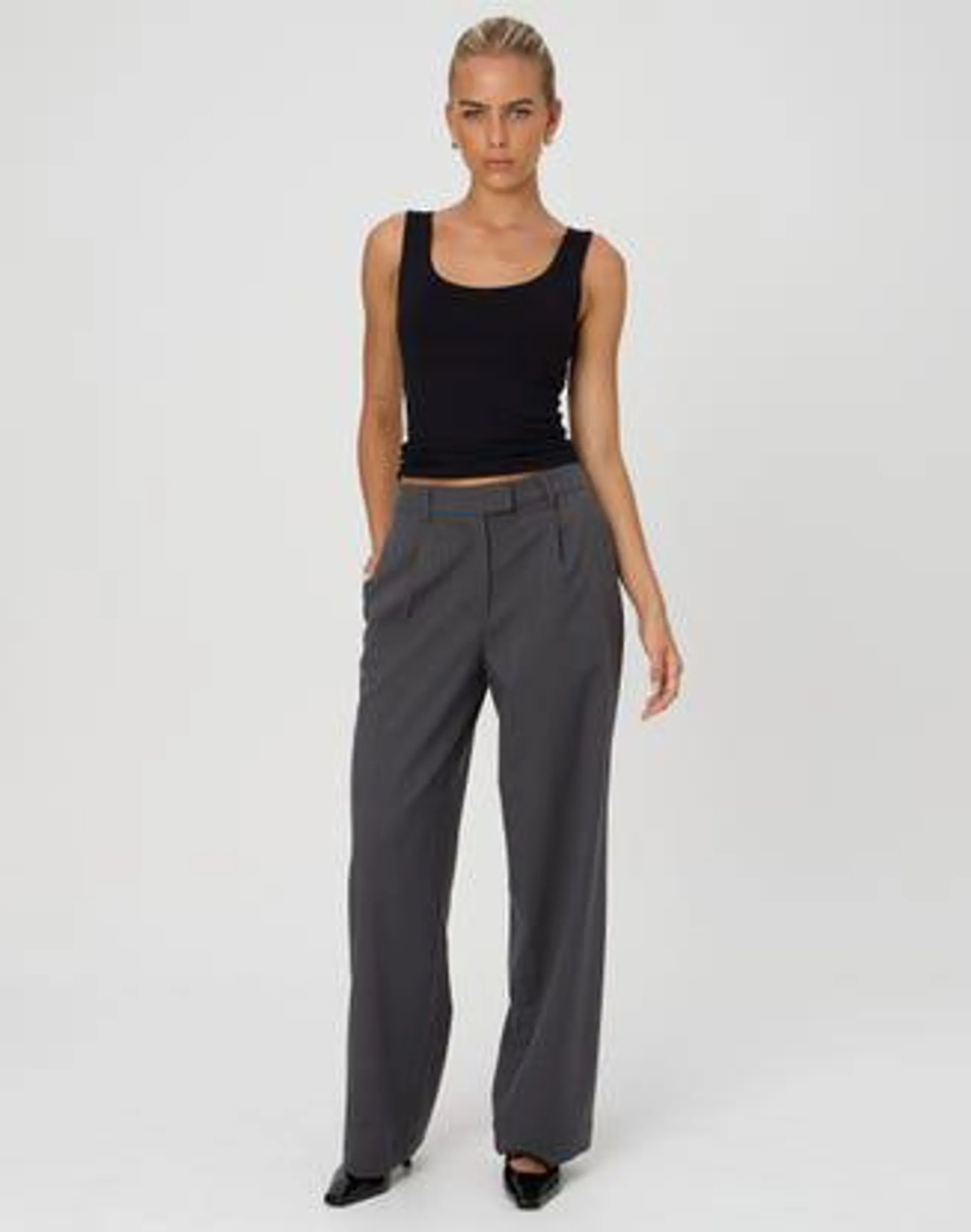 Pinstripe Mid Rise Tailored Pant