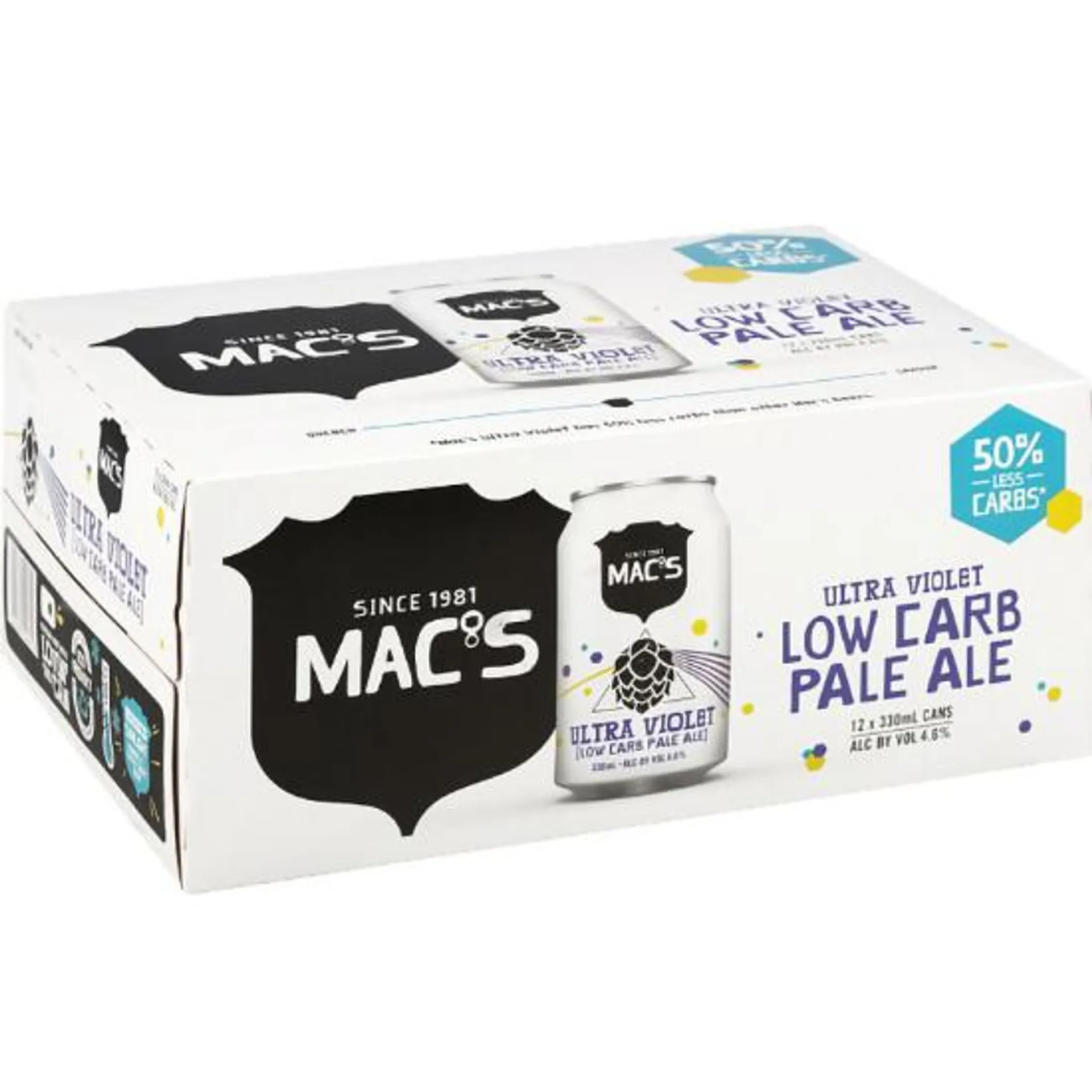 Mac's Ultra Violet Low Carb Pale Ale Cans 12x330ml