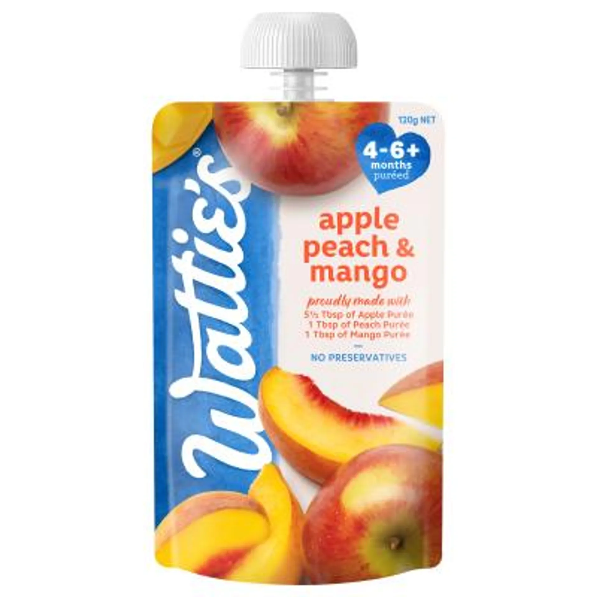 Wattie's For Baby Apple Peach & Mango 4-6+ Months Pureed