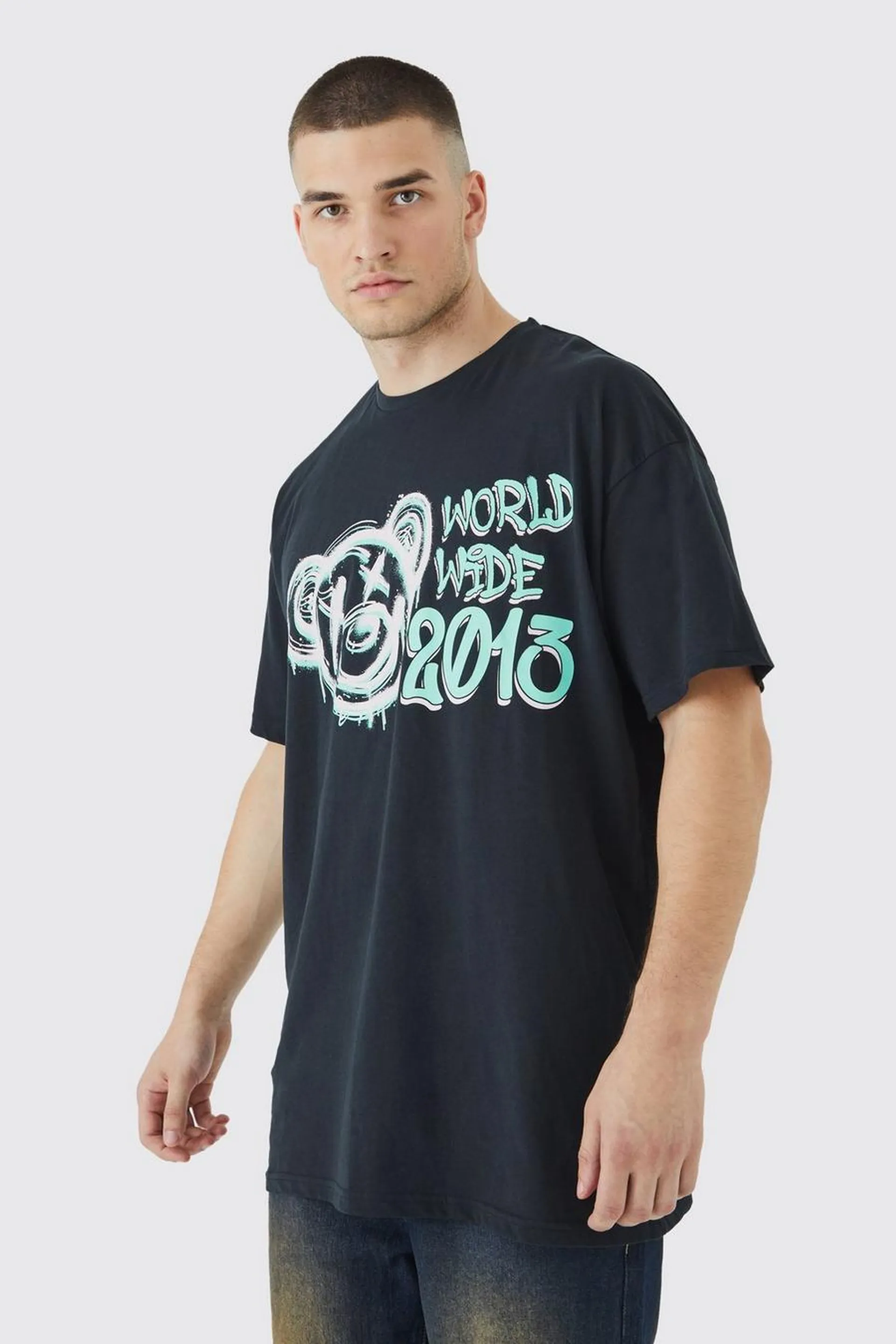 Tall Oversized Worldwide Teddy Graphic T-shirt