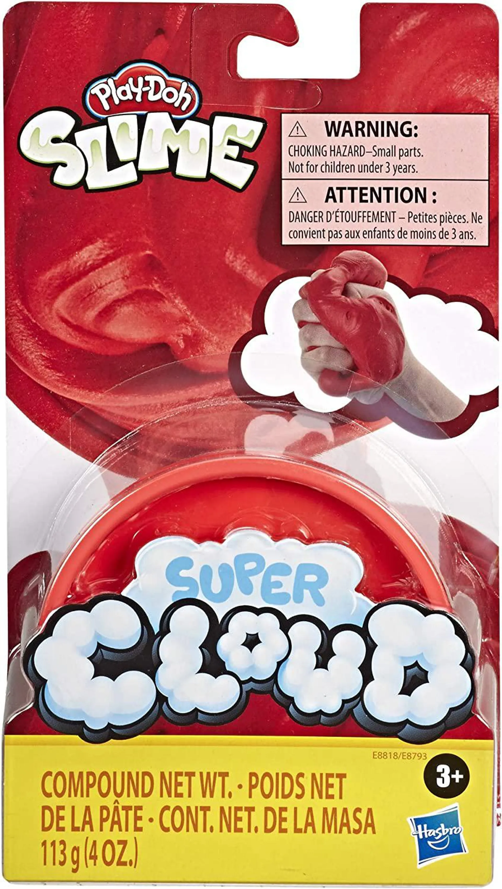 PLAY-DOH SUPER CLOUD SLIME SINGLE CAN NEON RED
