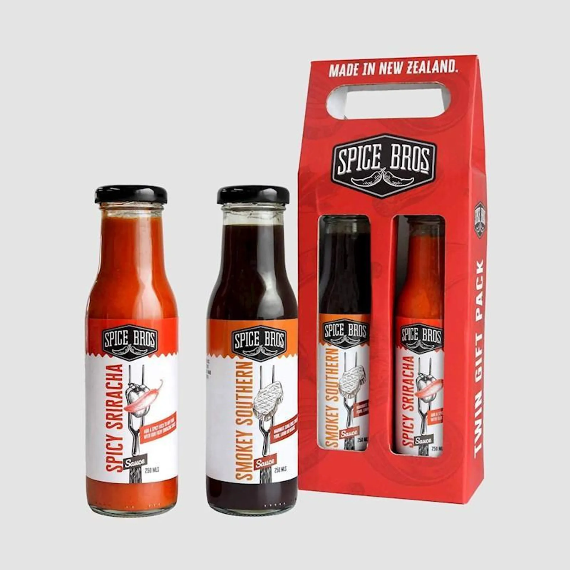 Spice Bros Sriracha 250ml & Smokey BBQ Sauce 250ml Gift Pack