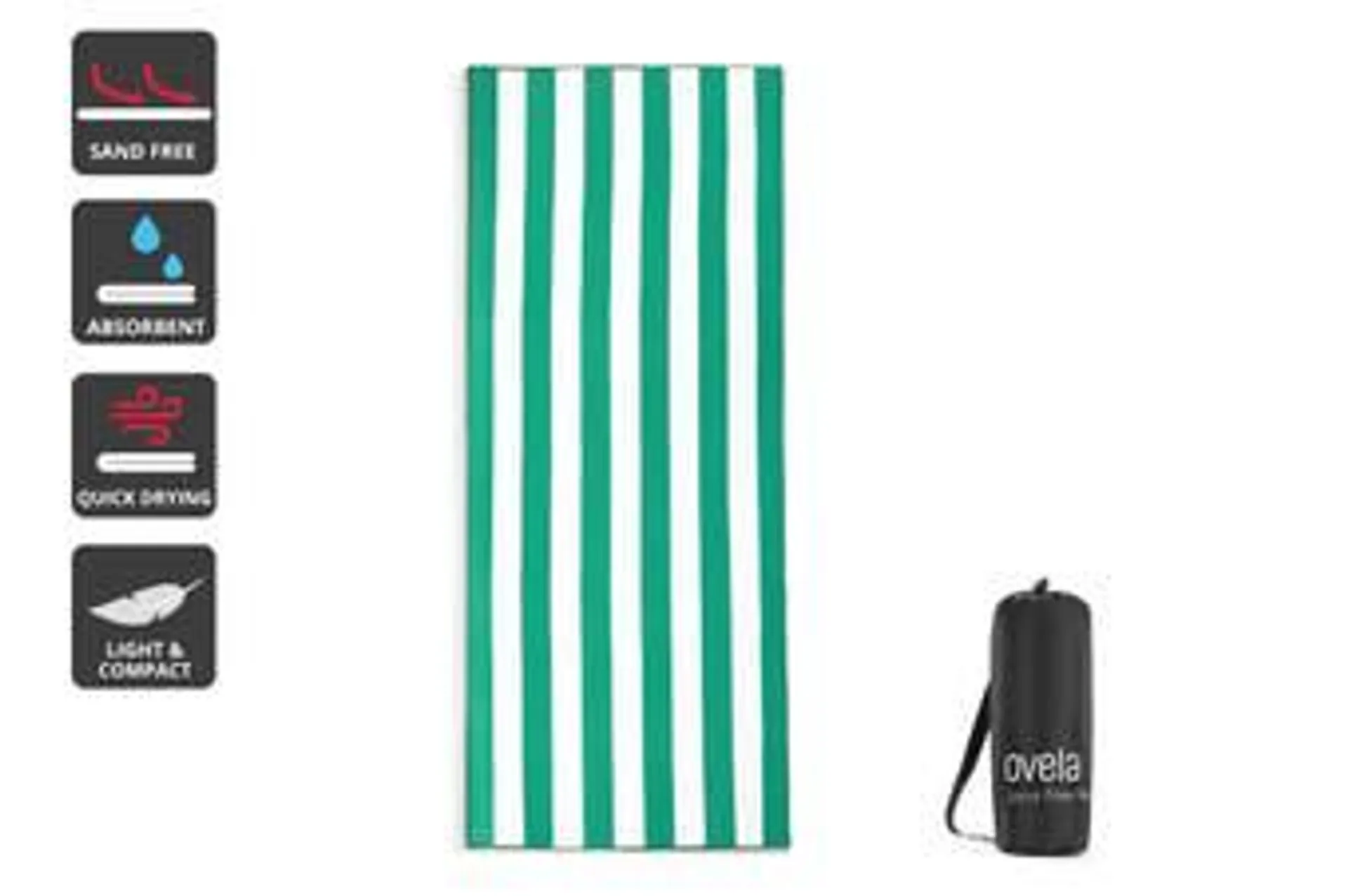 Ovela Sand Free Beach Towel (Green, 200 x 80cm)