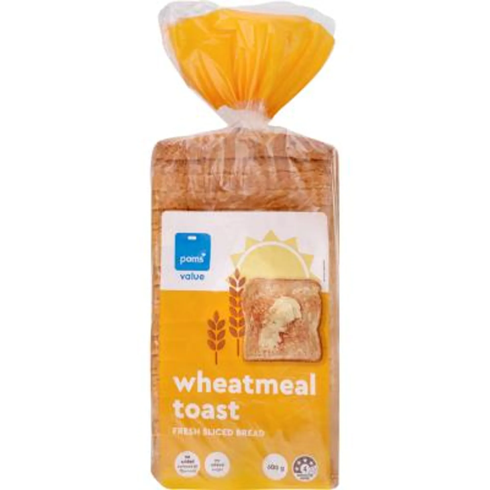 Pams Value Wheatmeal Toast Fresh Sliced Bread