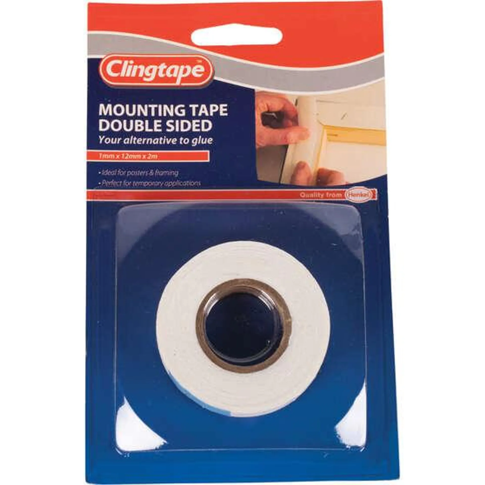 Clingtape Double Sided Tape - Mounting ,12mm x 2m