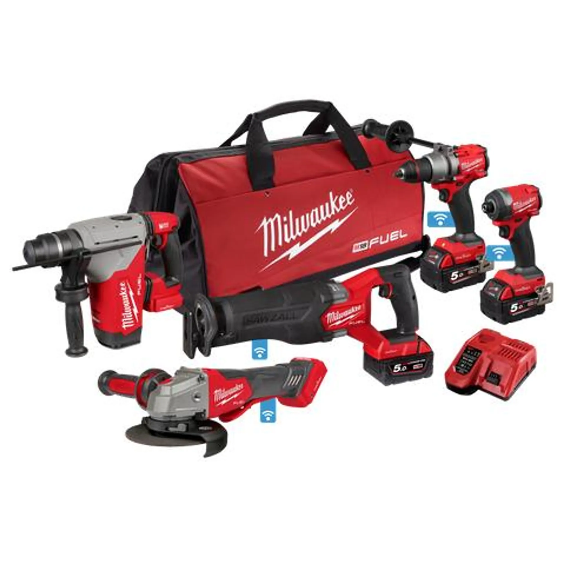 Milwaukee M18 FUEL ONE-KEY Cordless Brushless 5pc Kit 5A3 18v 5Ah