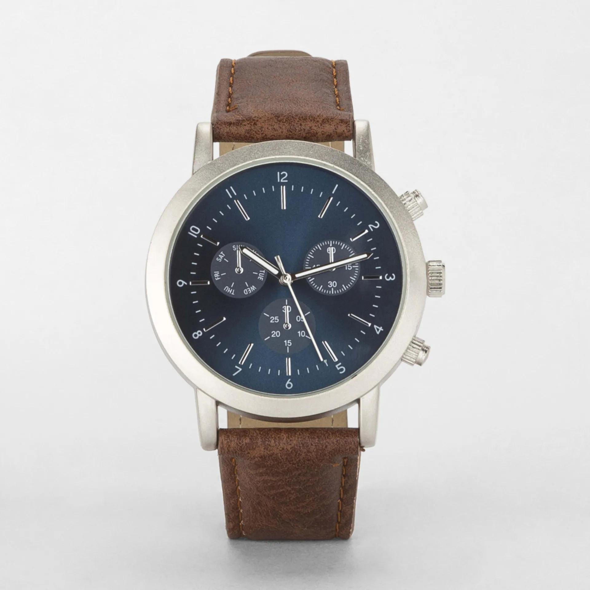 Chronograph Look Analogue Watch - Brown