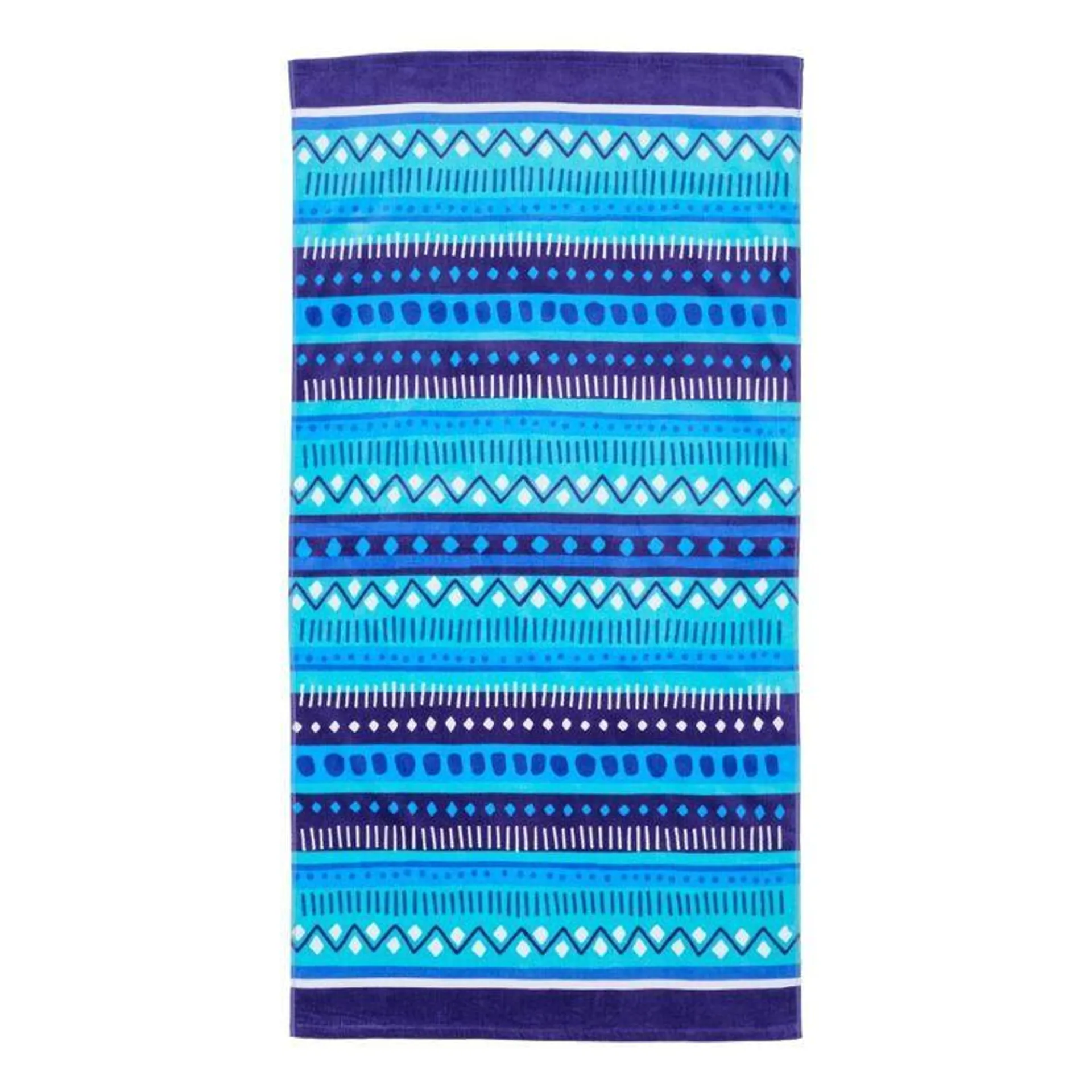 Brampton House Velour Beach Towels Aztec Blue 75 x 150 cm