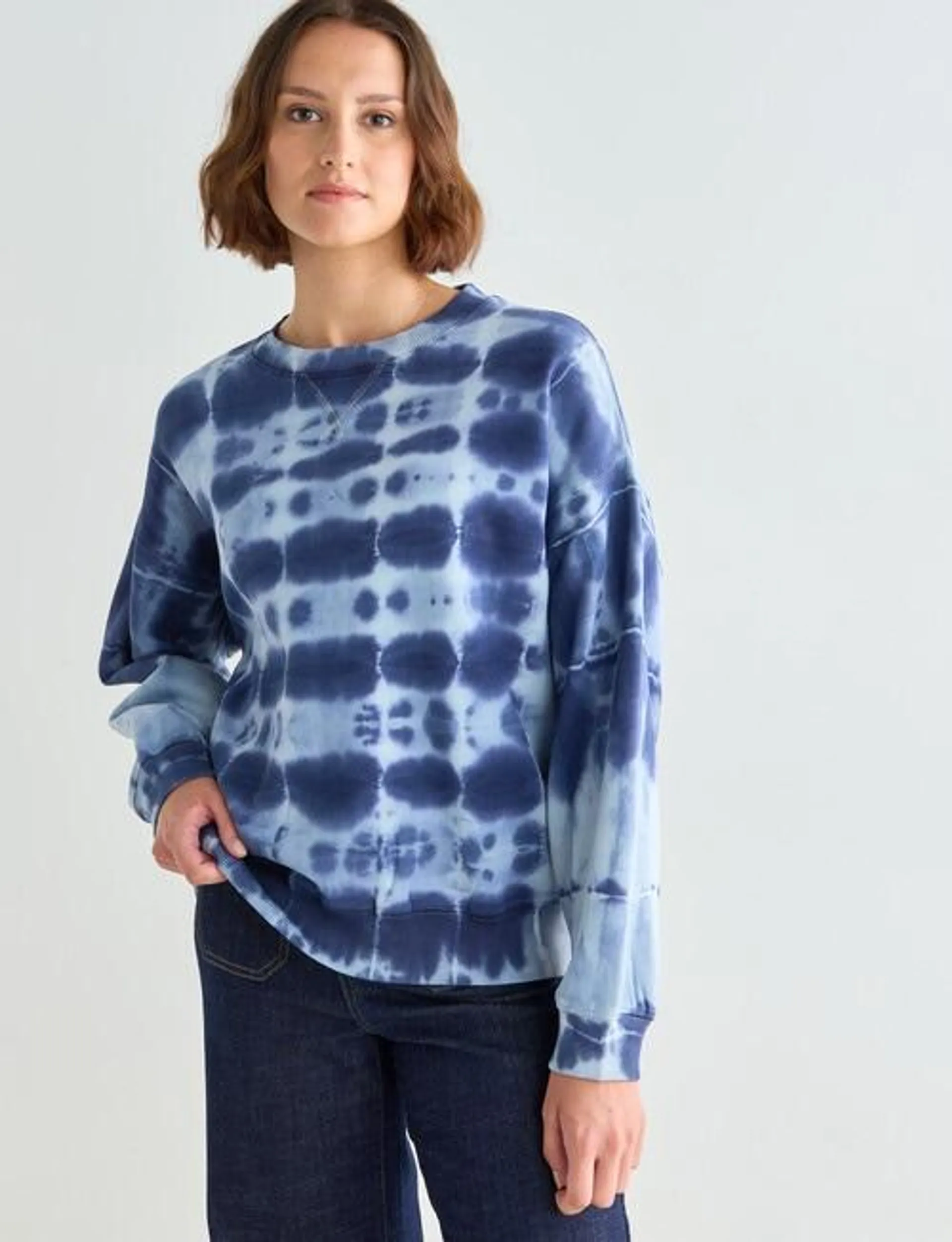 Denim Republic Tie Dye Vintage Sweatshirt, Blue & White