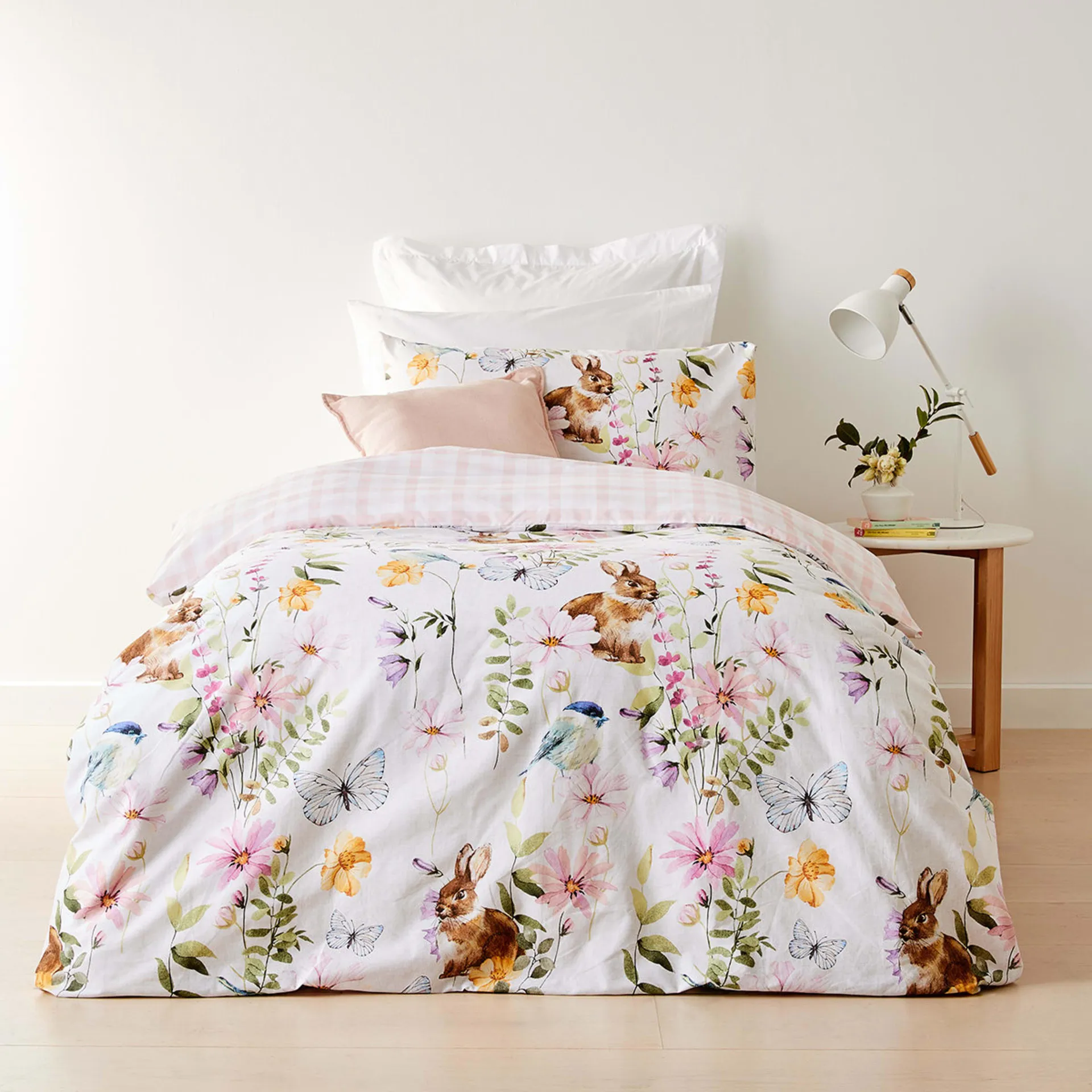 Floral Garden Reversible Quilt Cover Set - Single Bed