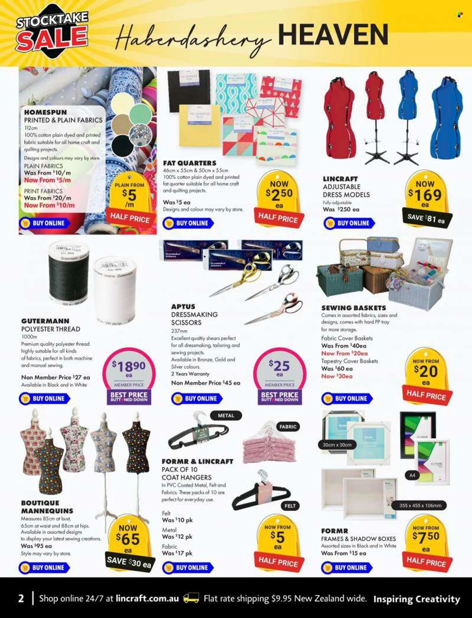 Lincraft mailer - 21.07.2022 - 31.07.2022 - Sales products - basket, hanger, scissors, tapestry. Page 2.