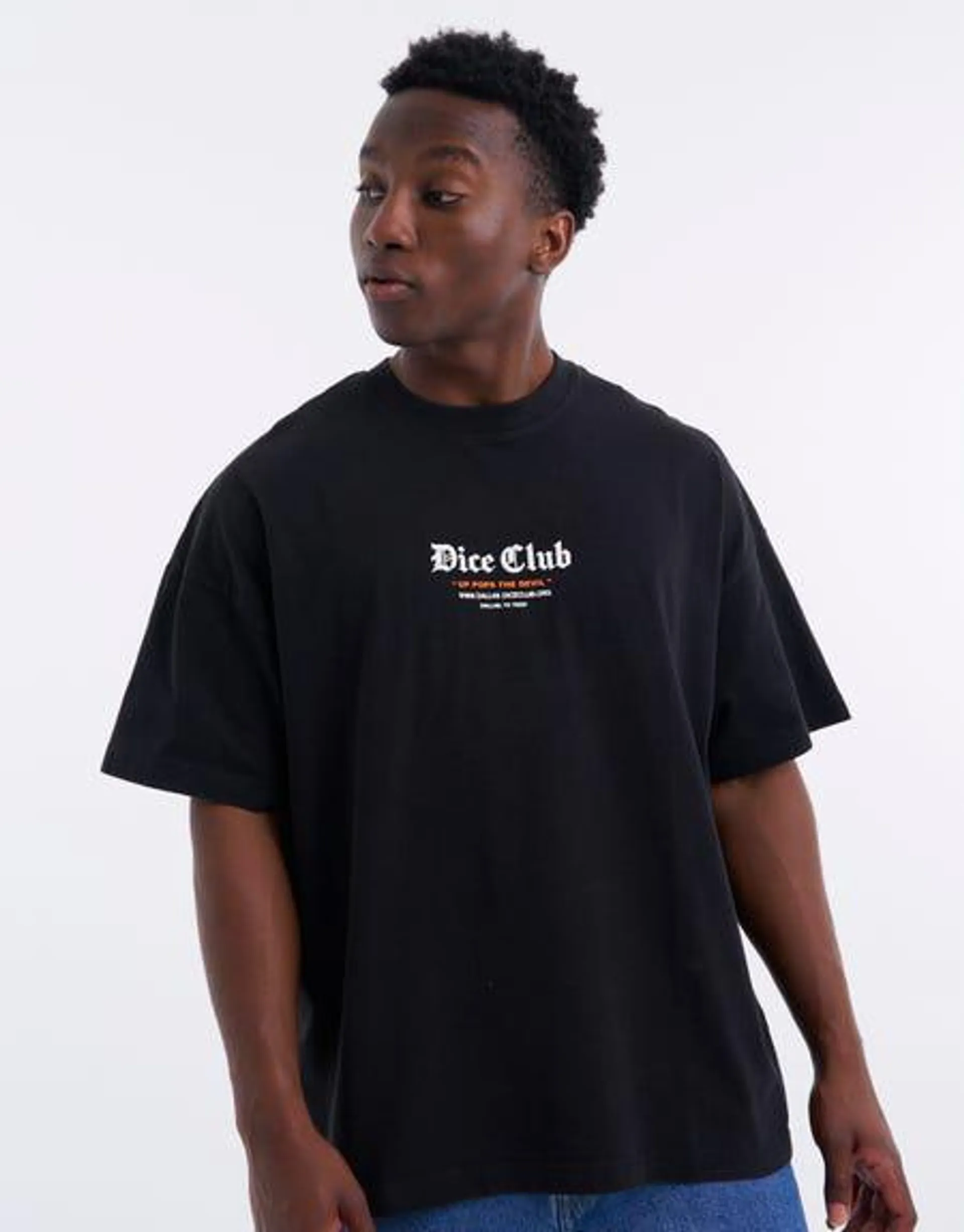 Dice Club Box Fit Tee in Washed Black
