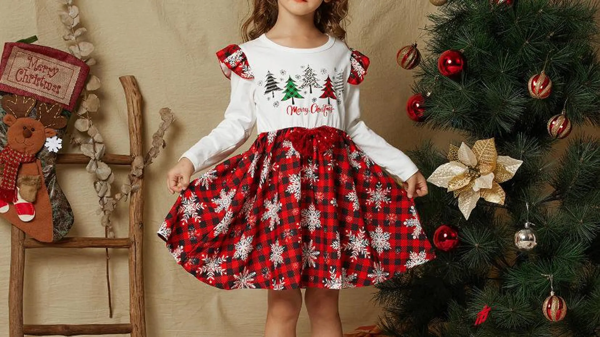 Toddler Girl Christmas Snowflake Print Dress