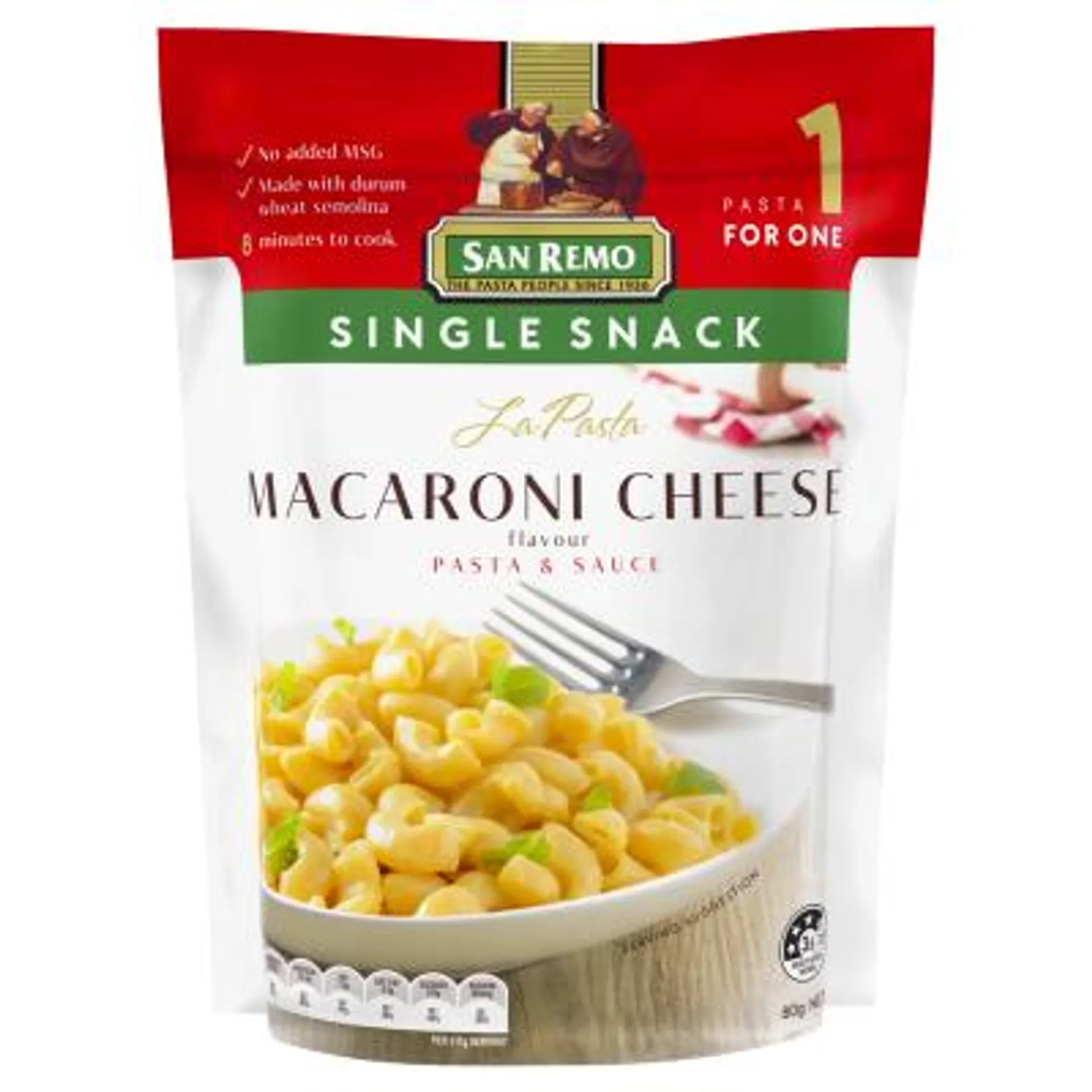 San Remo La Pasta Macaroni Cheese Pasta & Sauce Single Snack