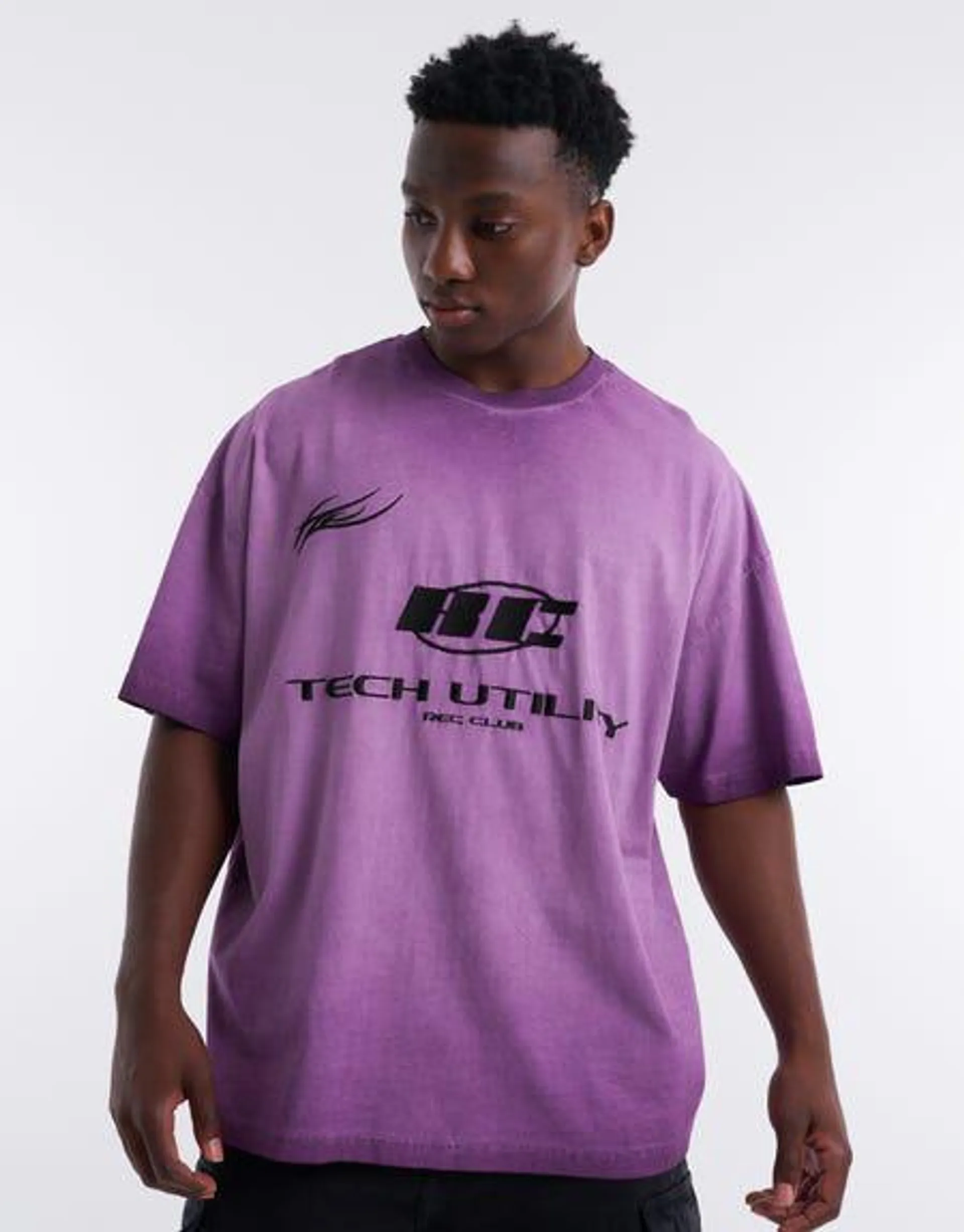 Tech Utility Box Fit Tee in Deep Violet