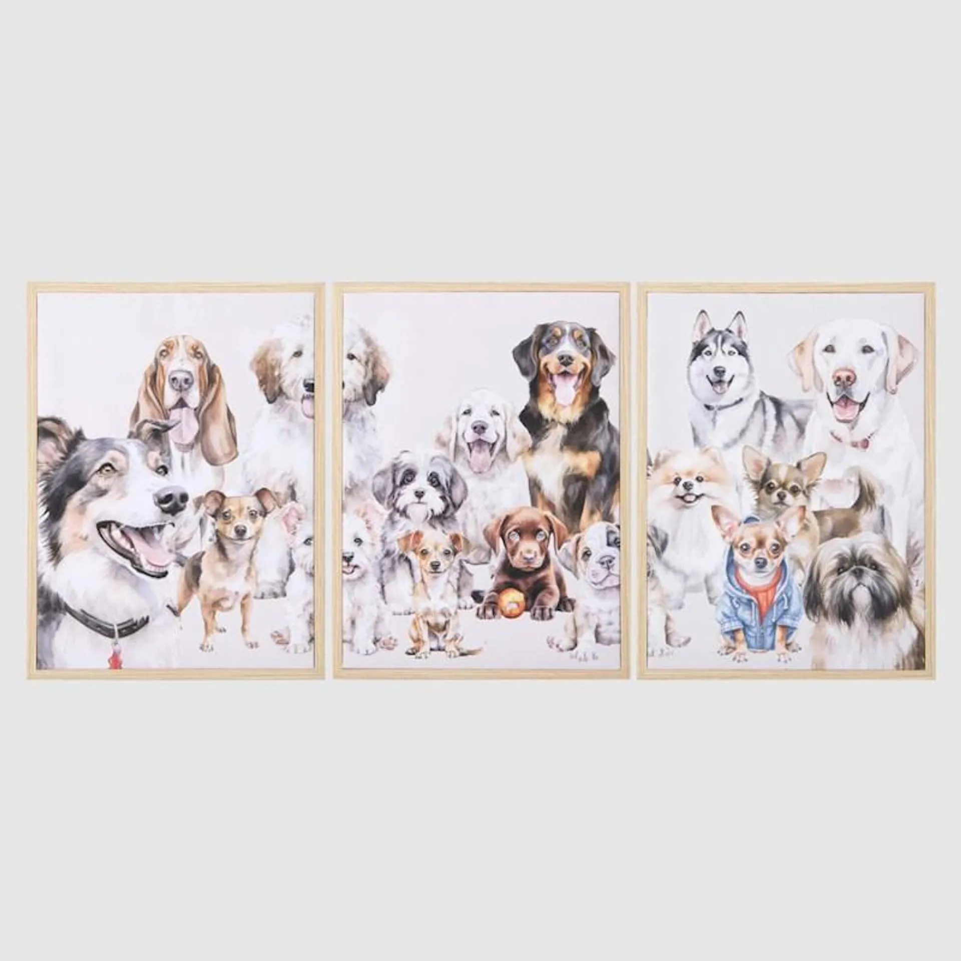 Twill & Co Canvas Art Print Hello Pups Natural 30x40cm