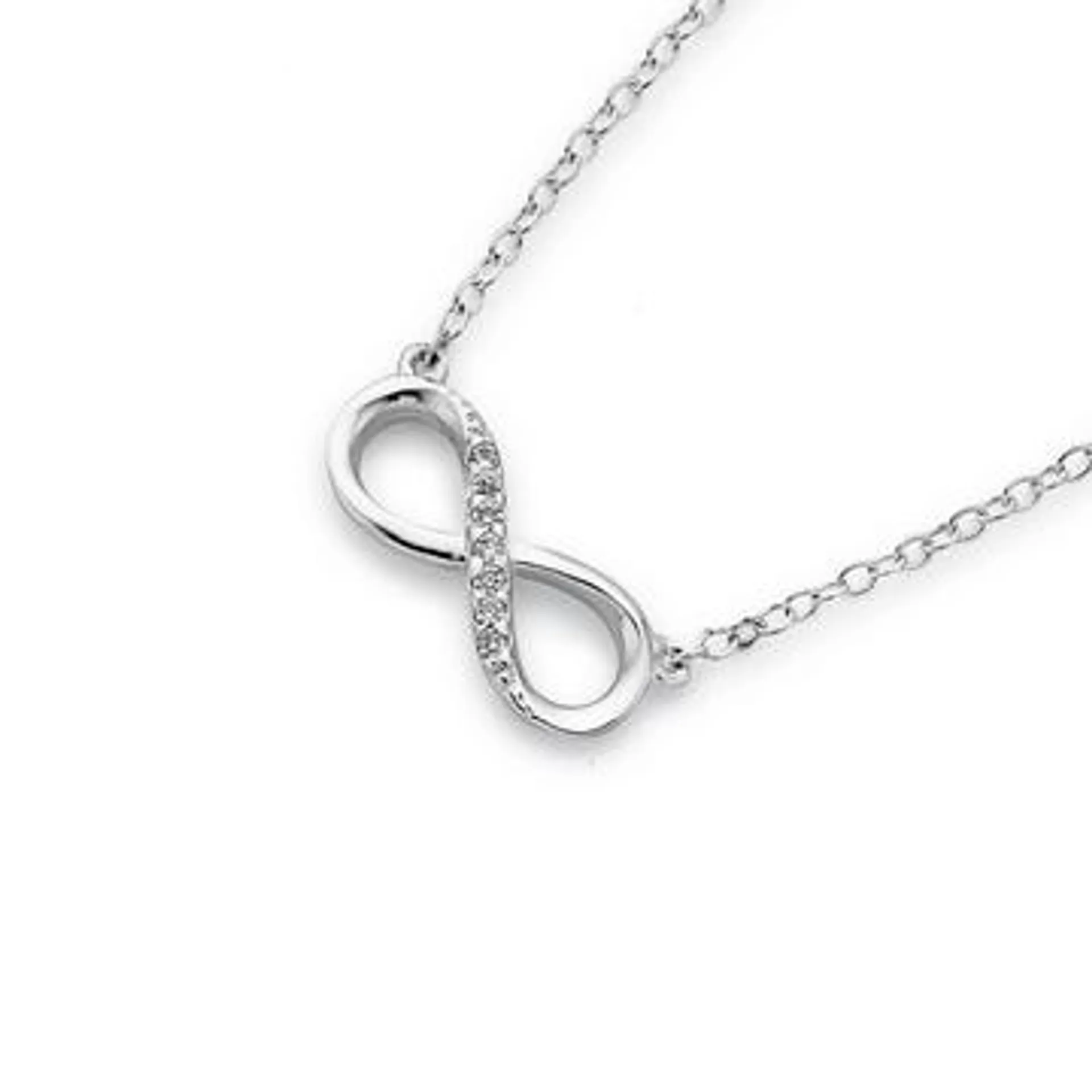 Sterling Silver Cubic Zirconia Infinity Necklet