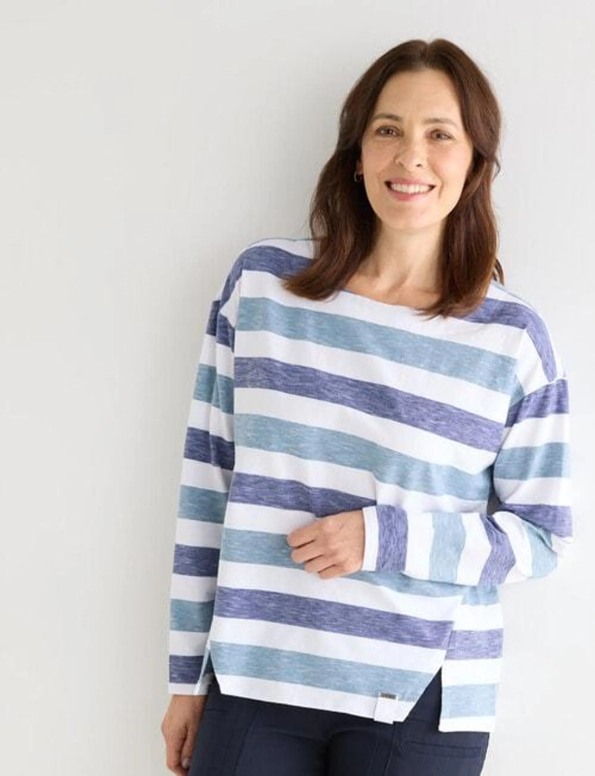 Line 7 Stripe Long Sleeve Cove Top, Green