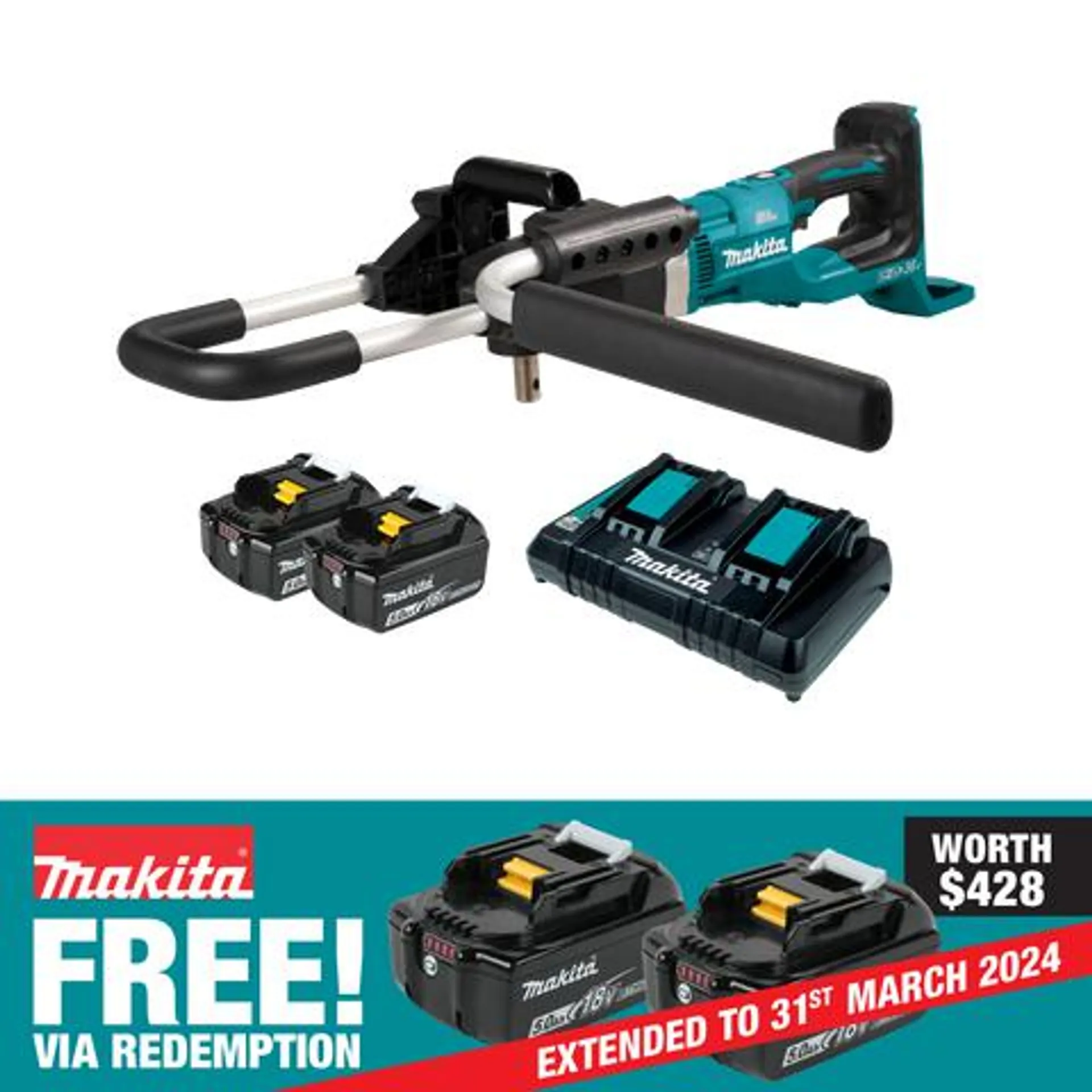 Makita LXT Cordless Earth Auger Brushless 36V (18X2) 5Ah