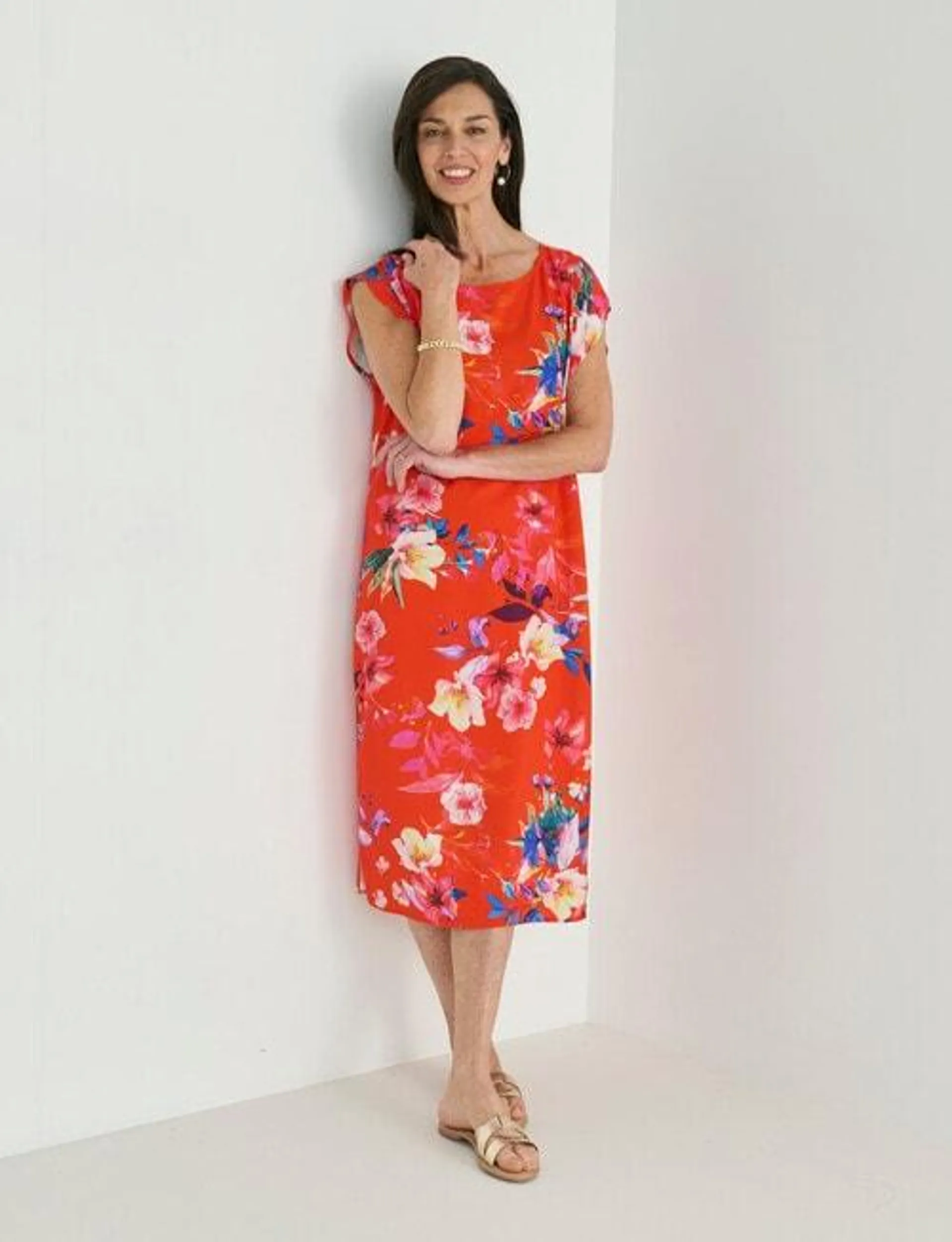 Ella J Floral Summer Dress, Red