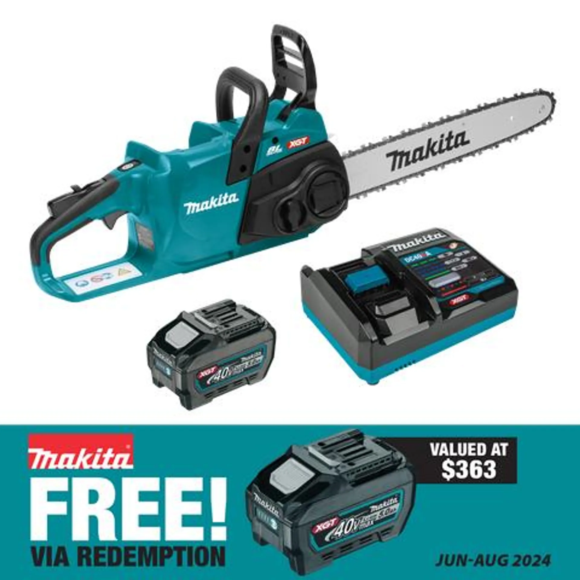 Makita XGT Cordless Chainsaw Brushless Top Handle 400mm 40V 5Ah