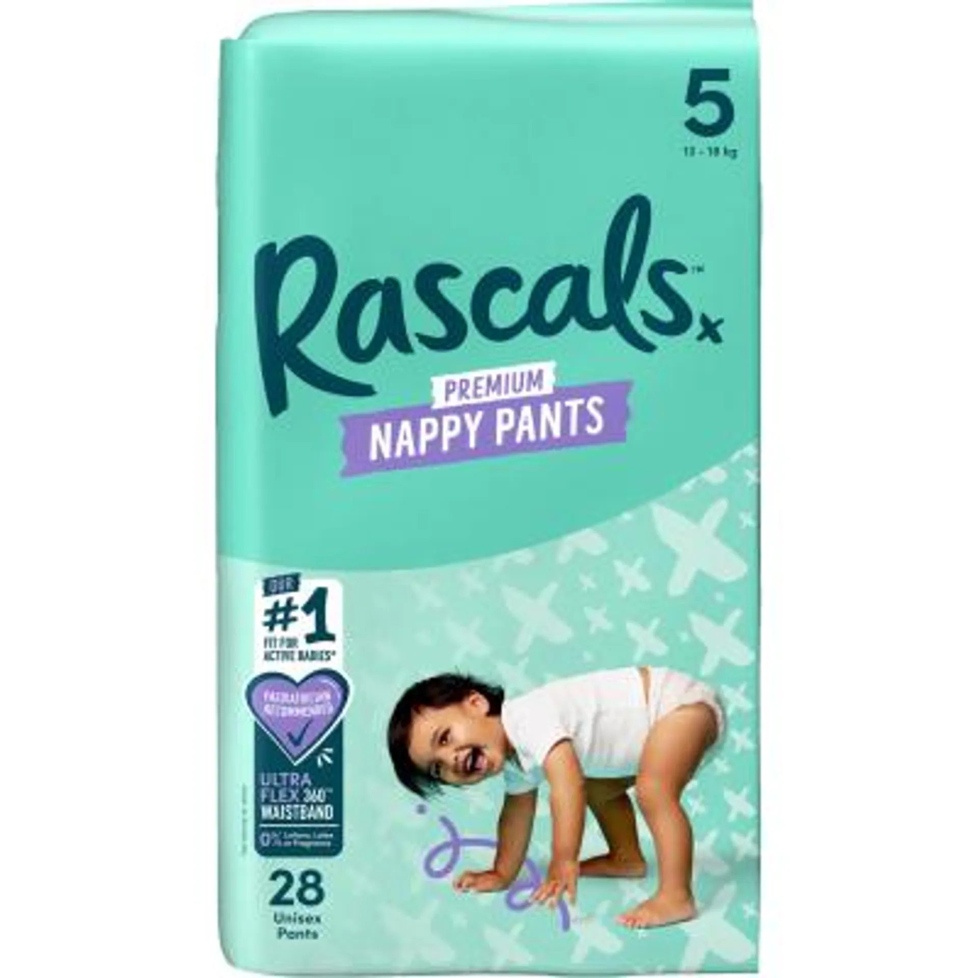 Rascals Premium Nappy Pants Unisex Size 5 13-18kg Walker