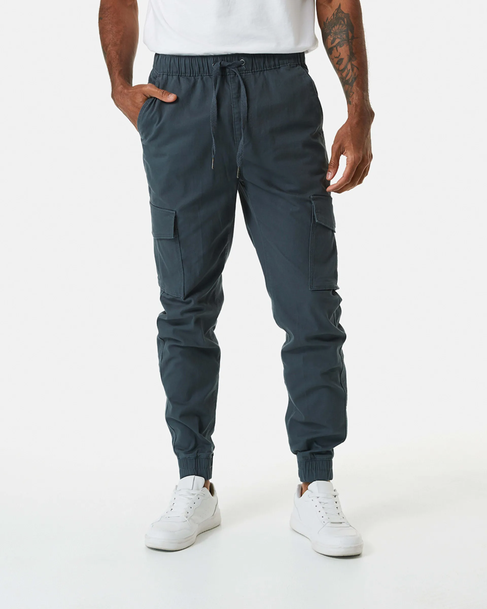 Elastic Waist and Cuffed Cargo Pants