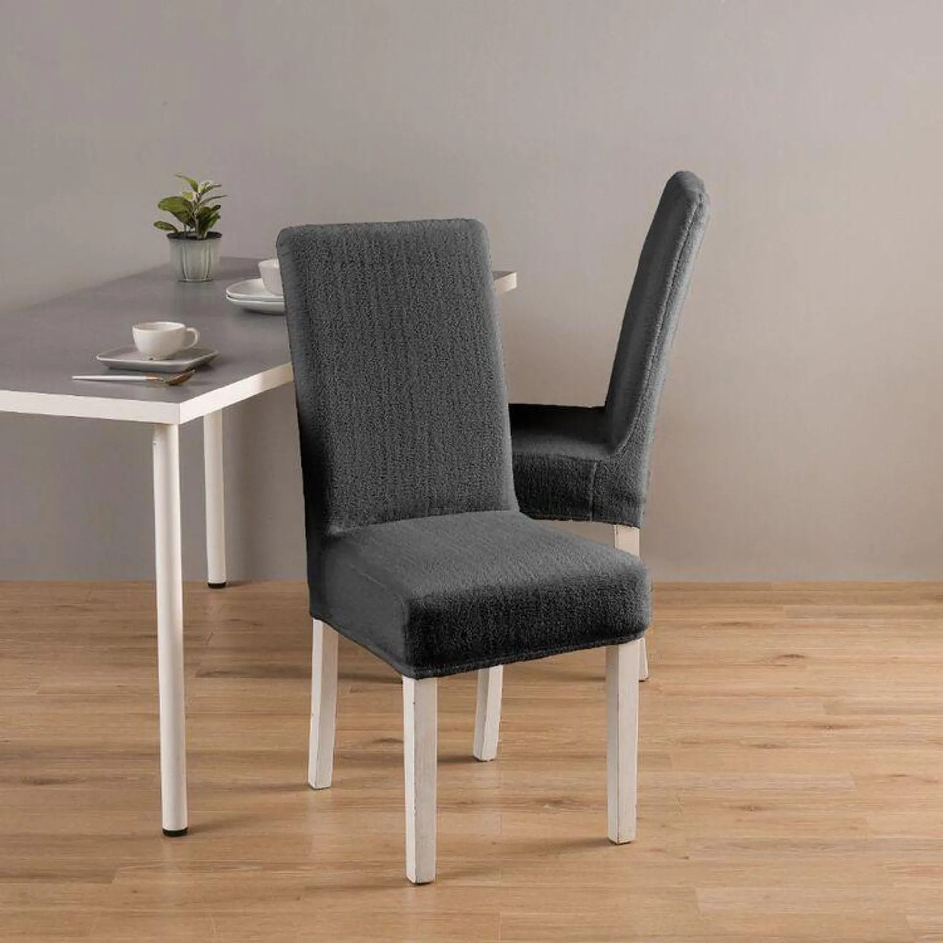 KOO Teddy Soft Dining Chair Cover 2 Pack Coal