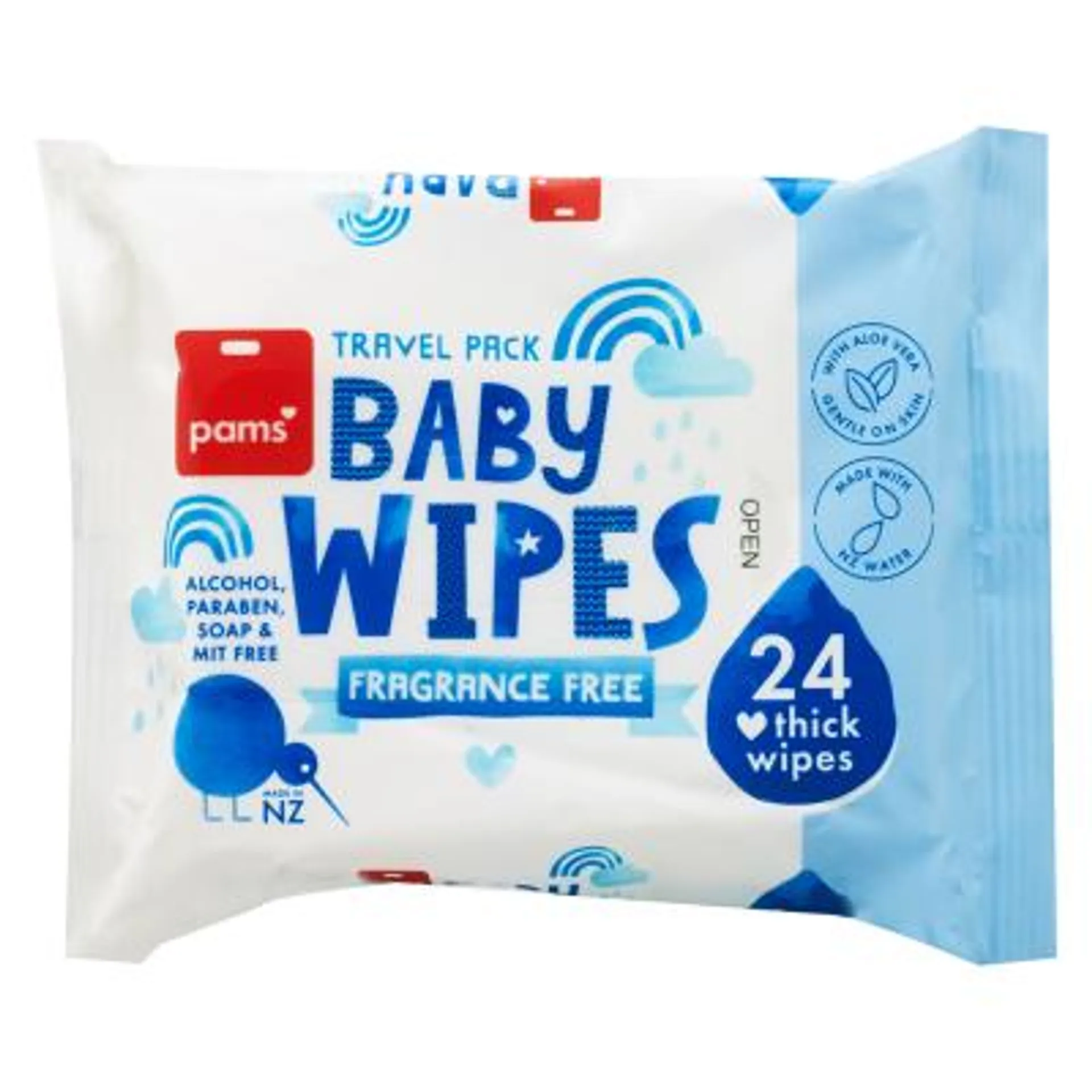 Pams Baby Fragrance Free Thick Wipes Travel Pack