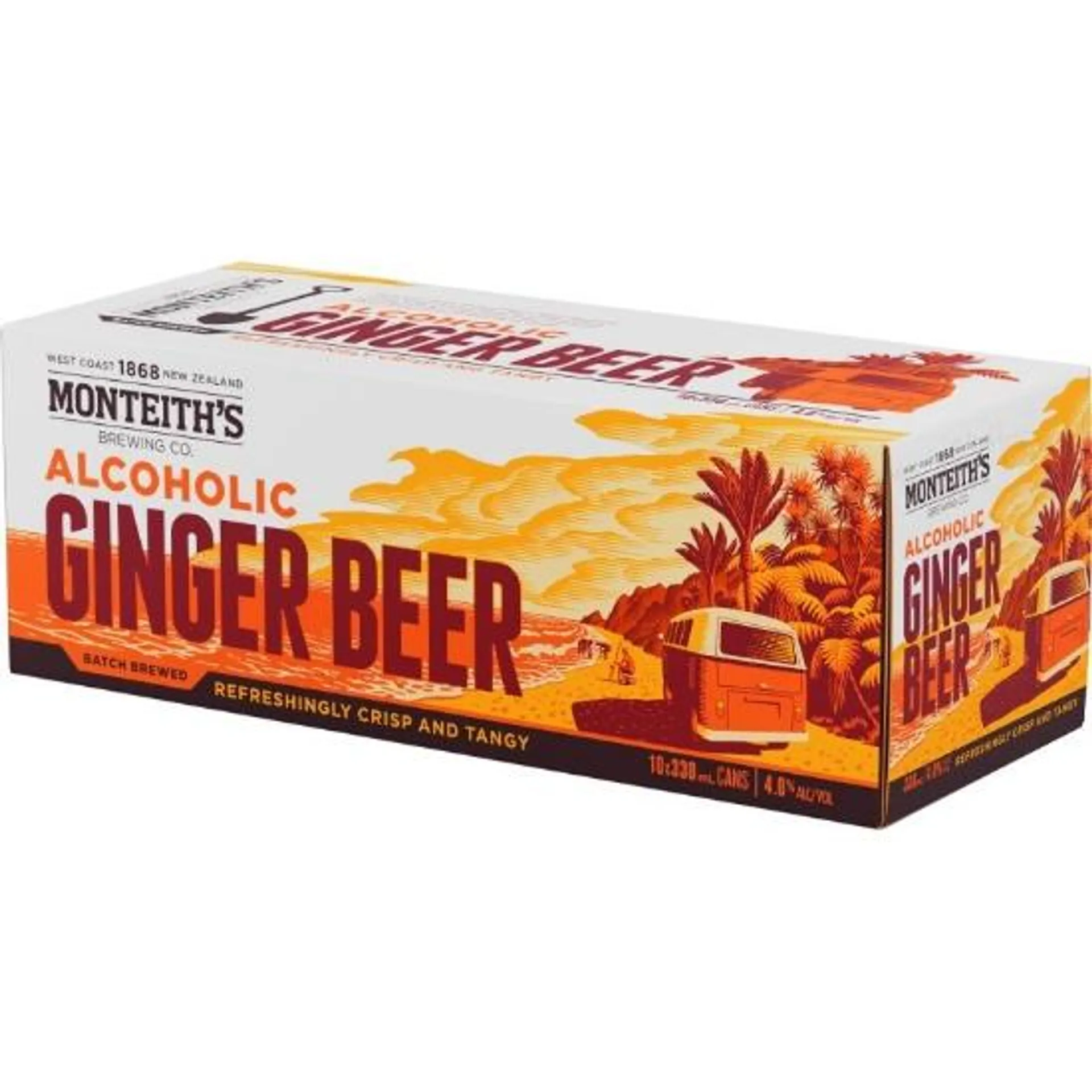 Monteith's Batch Brewed Alcoholic Ginger Beer Cans 10x330ml