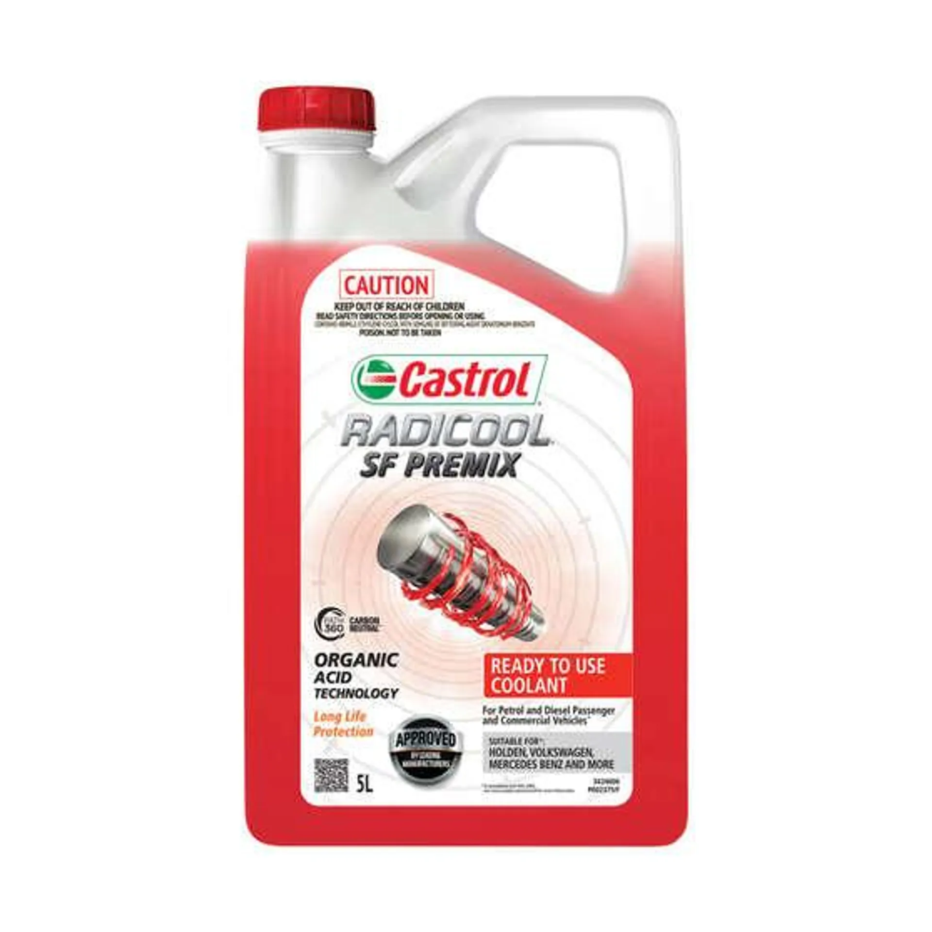 Castrol SF Radicool Anti-Freeze/Anti-Boil Ready To Use Coolant - 5 Litres