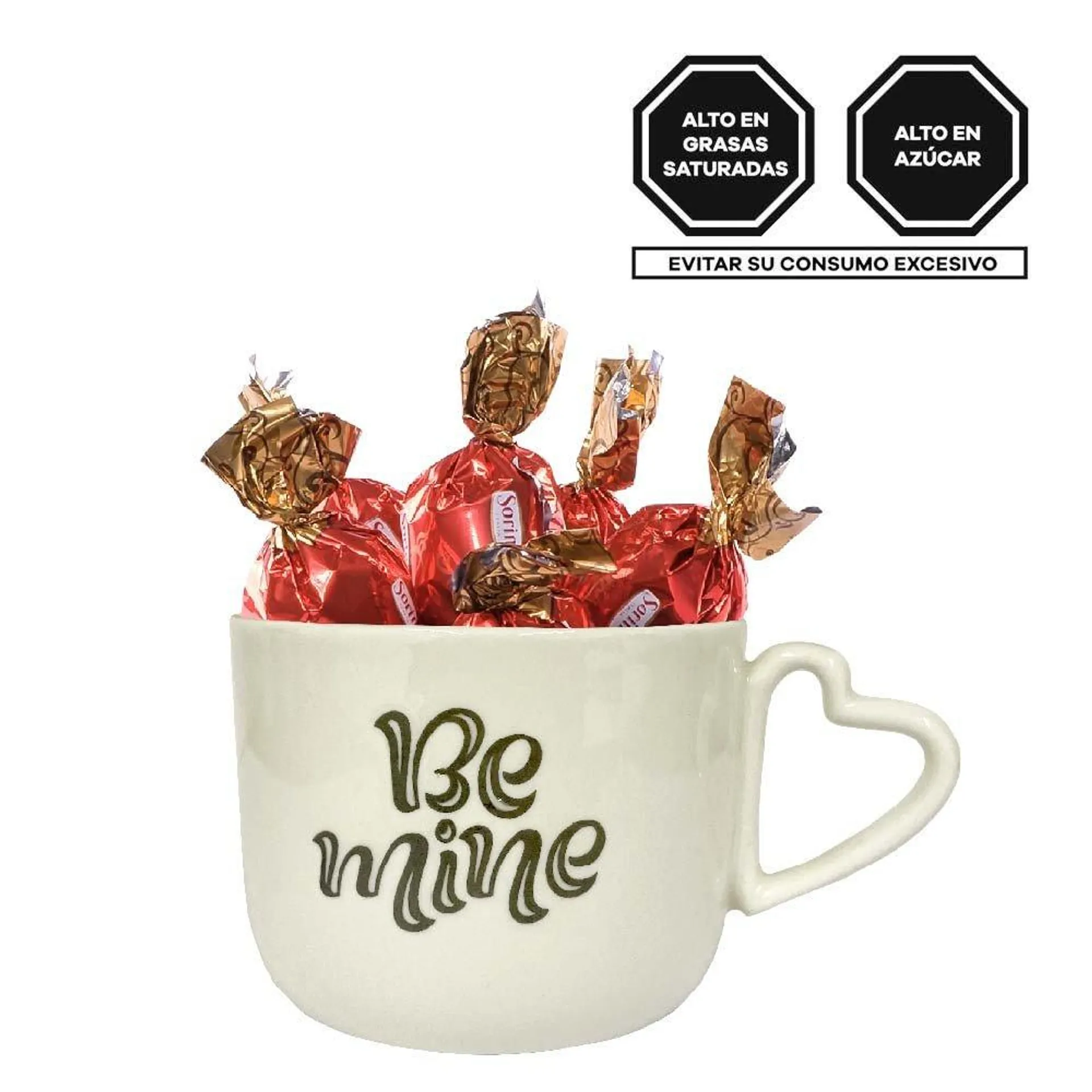 Taza Corazón Be Mine con Bombones Sorini