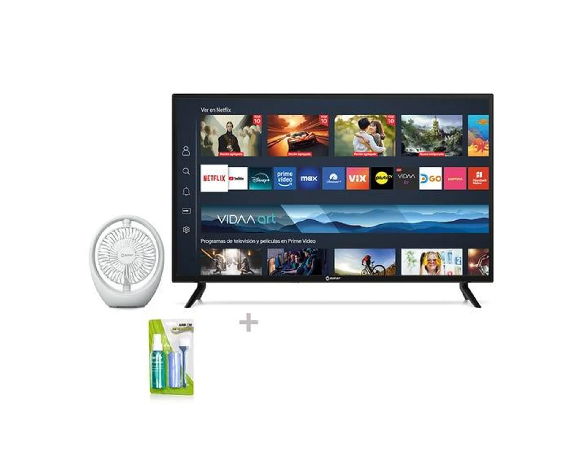 Televisor Miray LED FHD Smart 43" MS43-E204 + Ventilador Portátil 7" Miray VPM-M01 + Kit de Limpieza Airboom AB C3/60ml