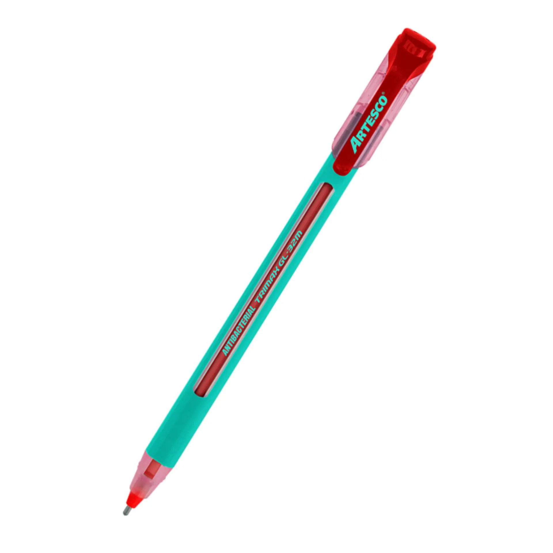 Boligrafo Artesco Trimax Gl-32M Antibacterial Rojo