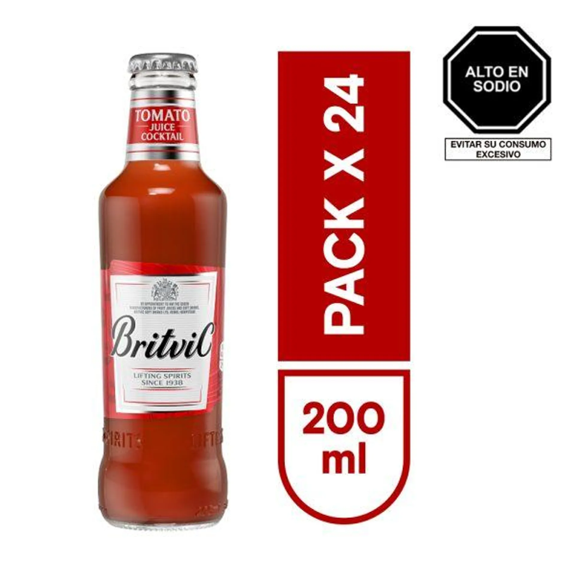 24 Unds Jugo de Tomate Britvic botella x 200ML