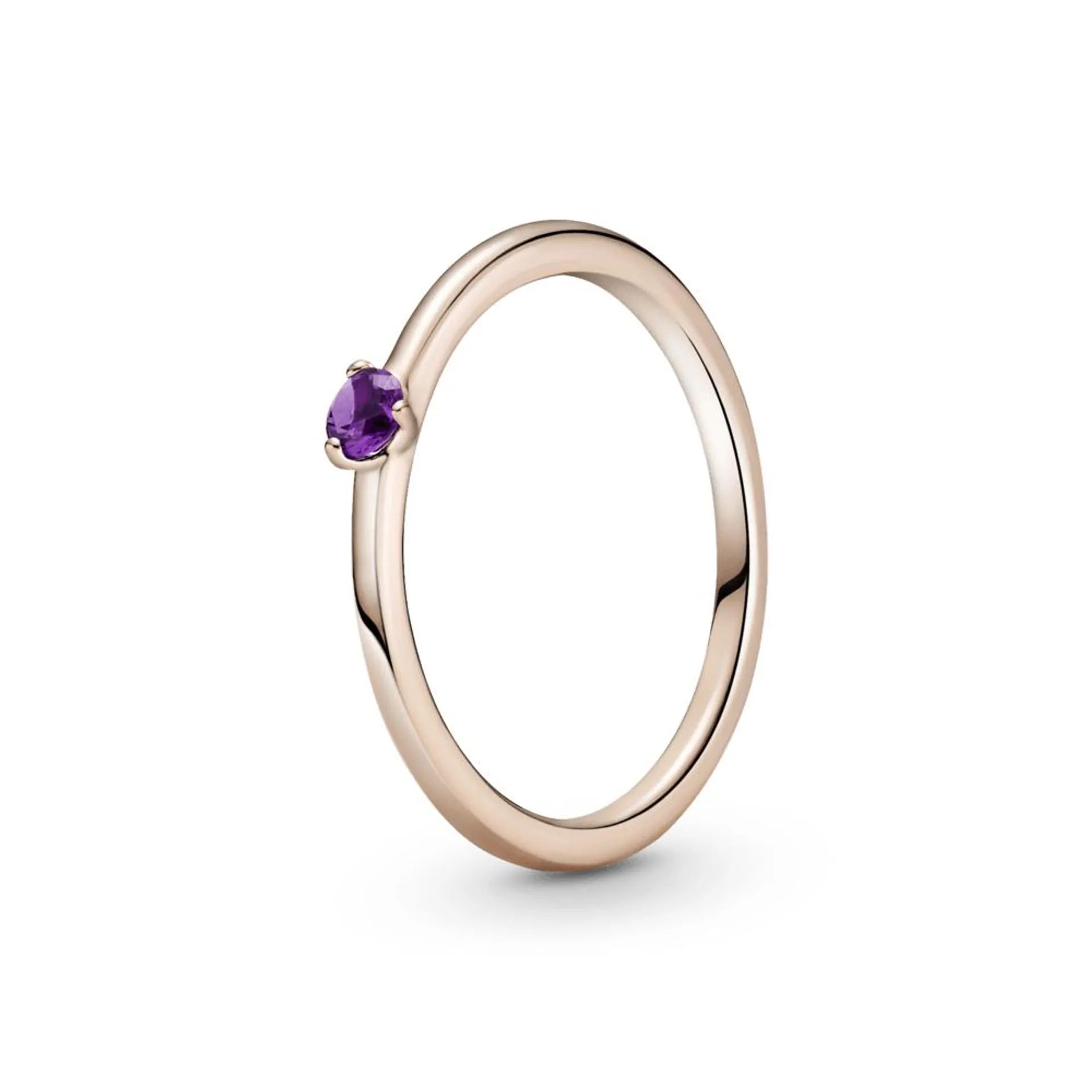 Anillo solitario morado Recubrimiento en Oro Rosa de 14k