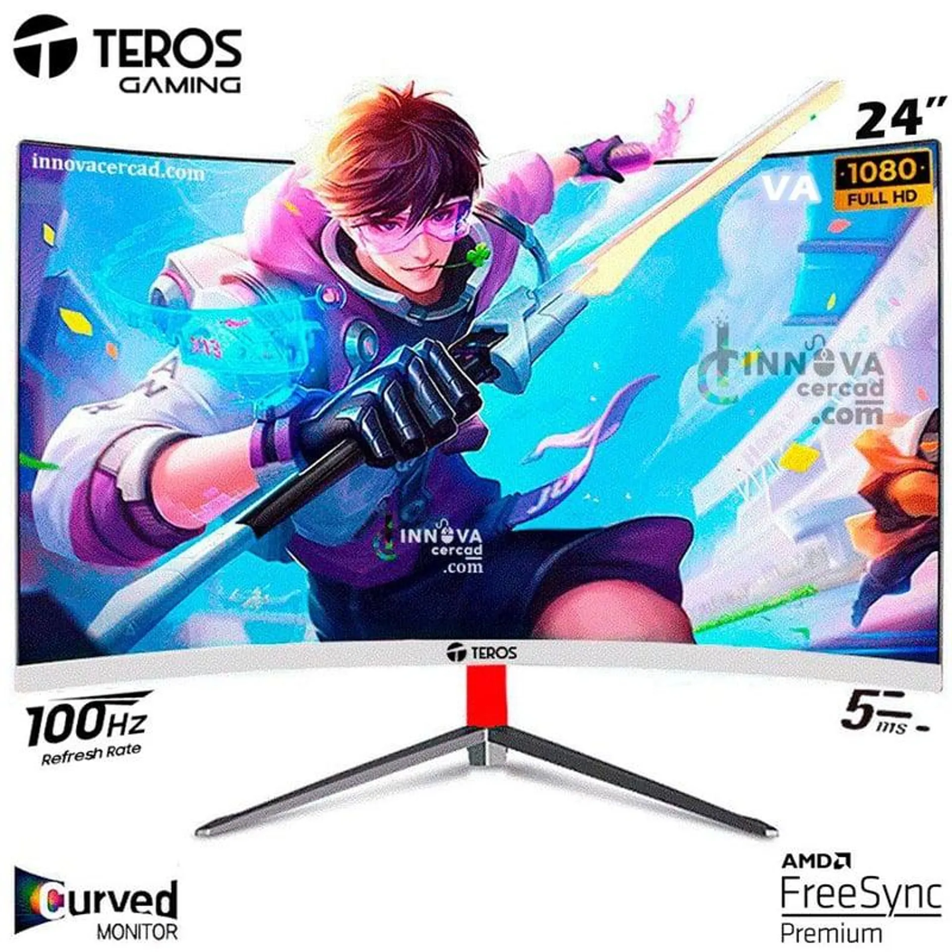 Monitor Teros Curvo TE-2401S 24 VA, FHD, 100HZ, 5MS, FreeSync Premium