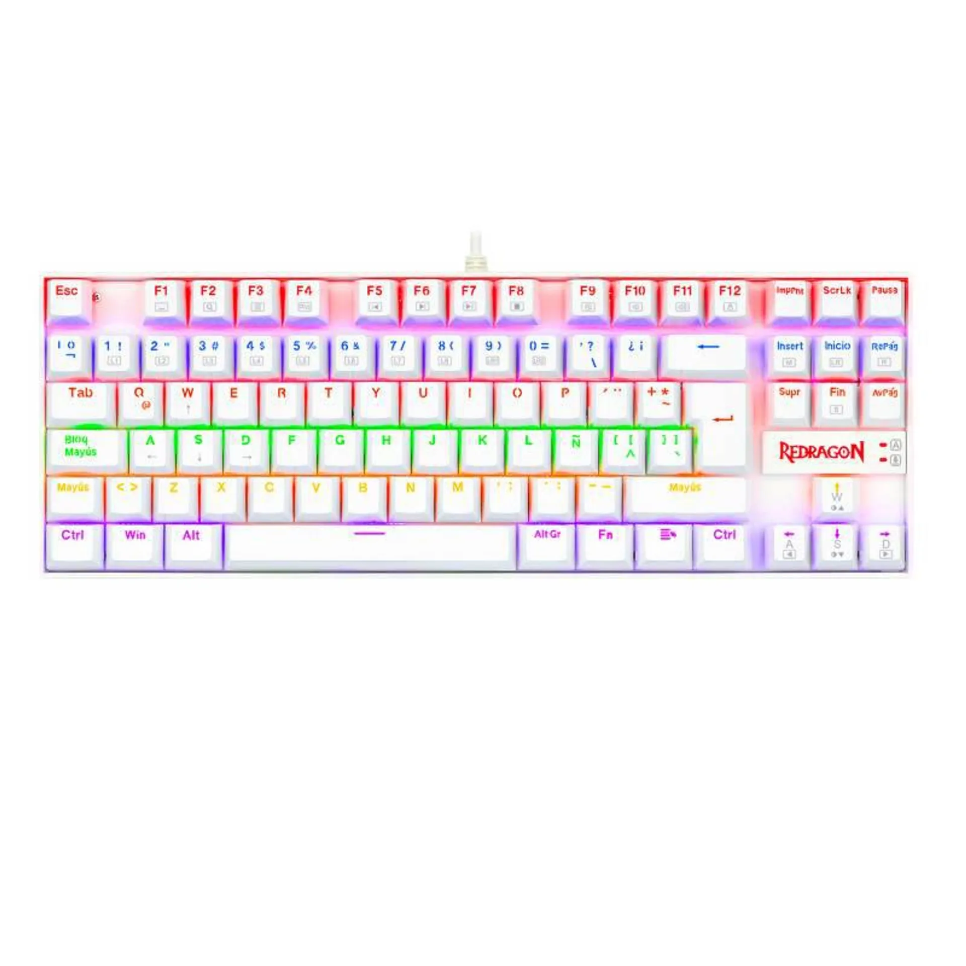 Teclado Mecánico Redragon Kumara K552W-KR White Red Switch