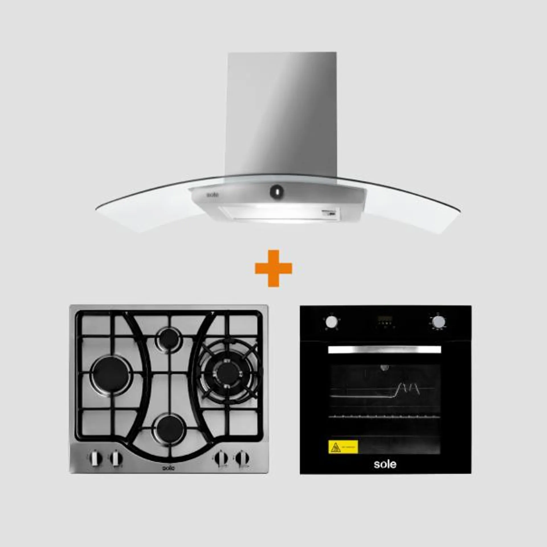 Campana Venus Nova + Encimera a gas 4Q + Horno a gas Convector Rosticero