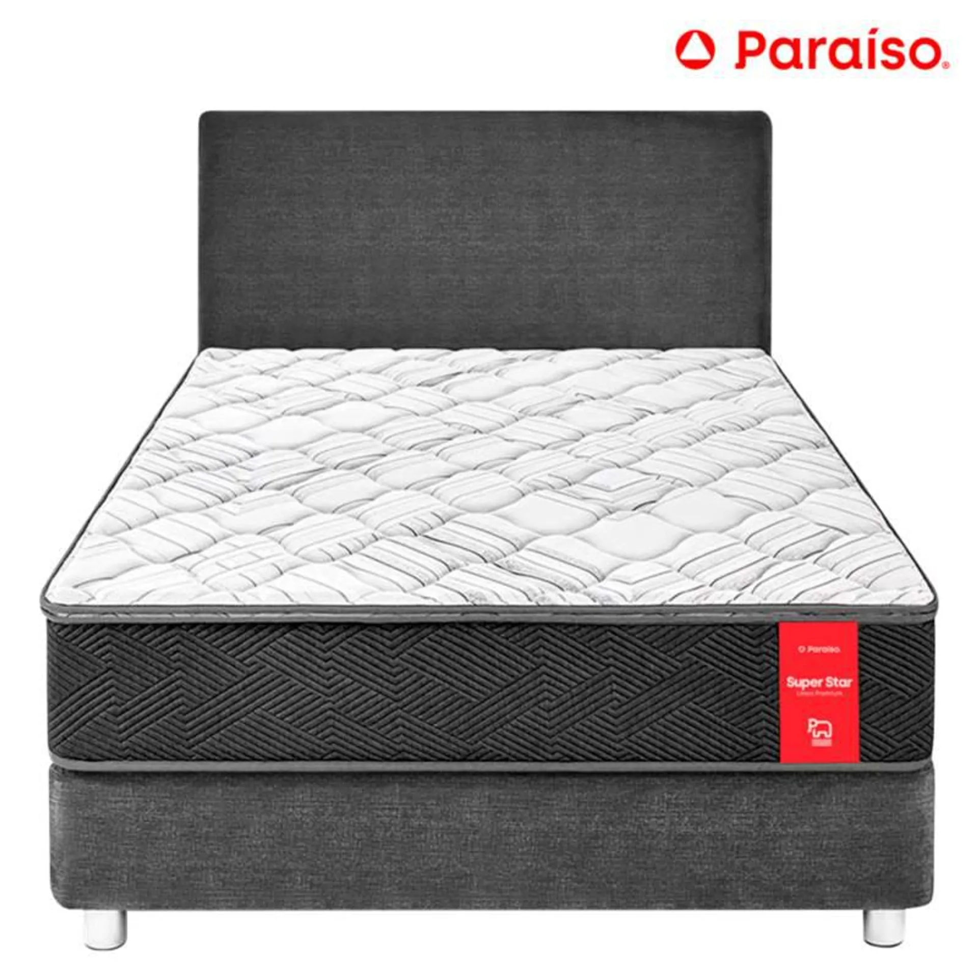 Dormitorio Super Star 1.5 Plazas Acero + Almohada + Protector