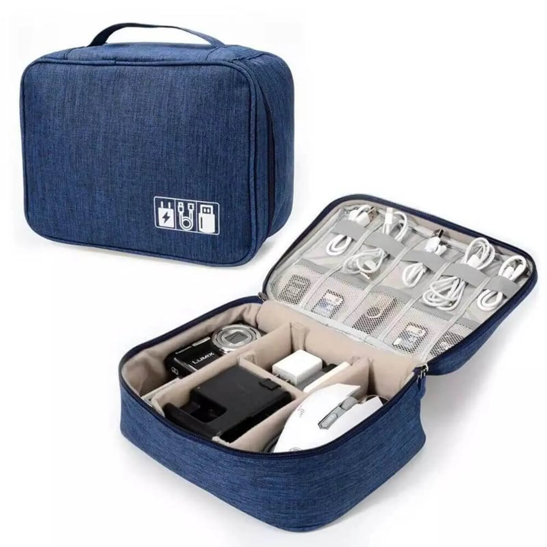 Estuche Organizador de Cables y Accesorios Impermeable Azul