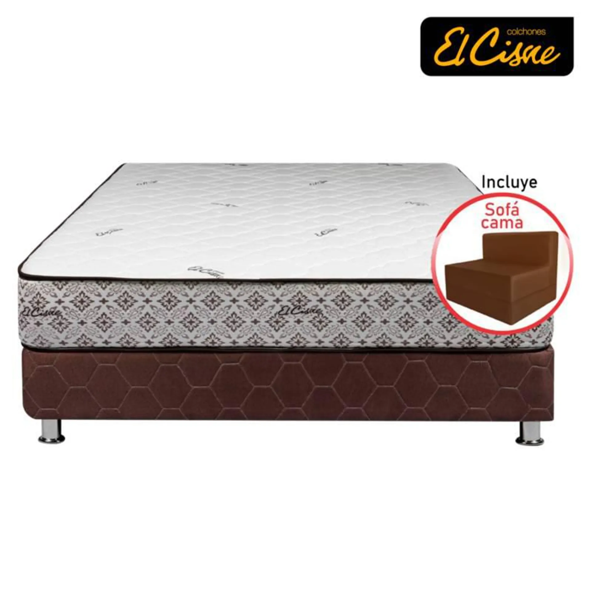 Cama Americana El Cisne Easy 2 Plazas + Colchón + Sofá Cama