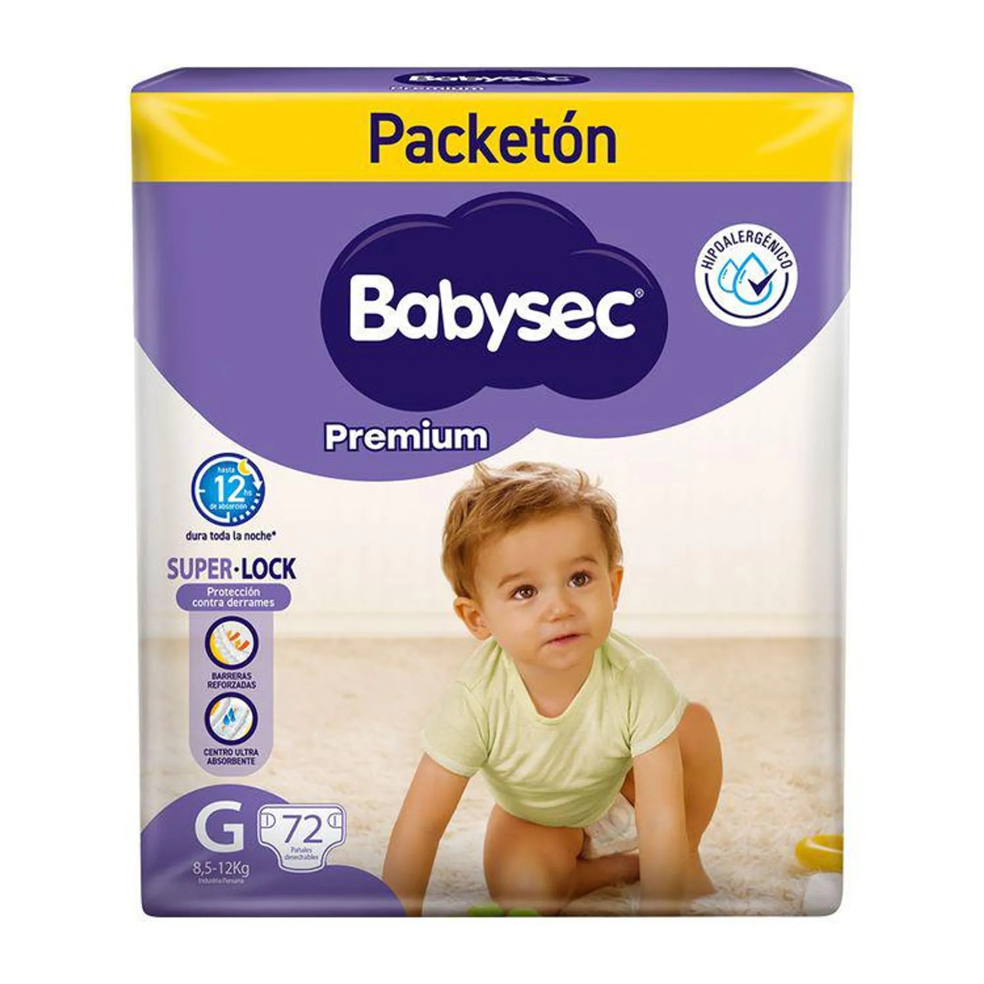 Pañales para Bebé Babysec Premium Talla G 72un