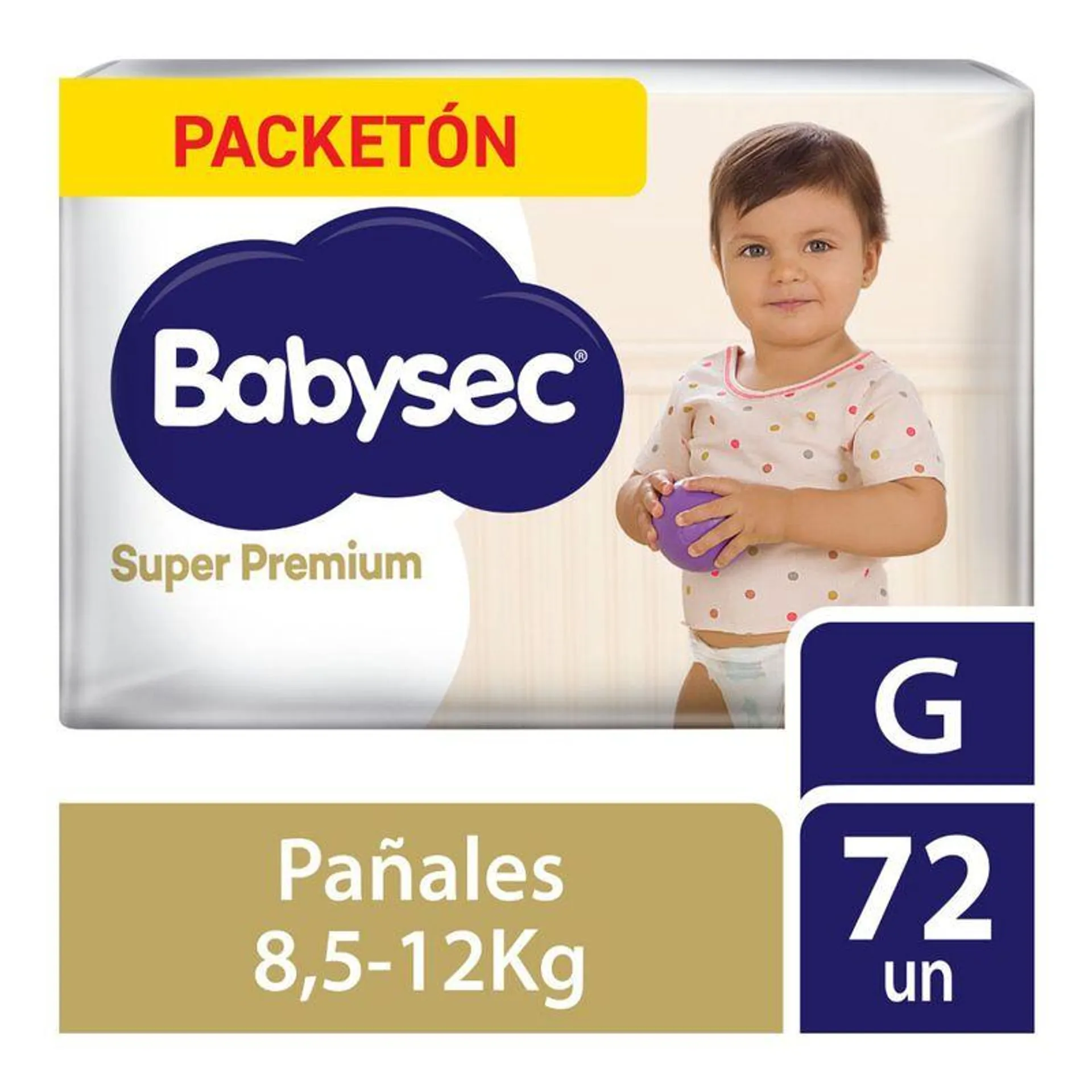 Pañales para Bebé Babysec Super Premium Talla G 72un